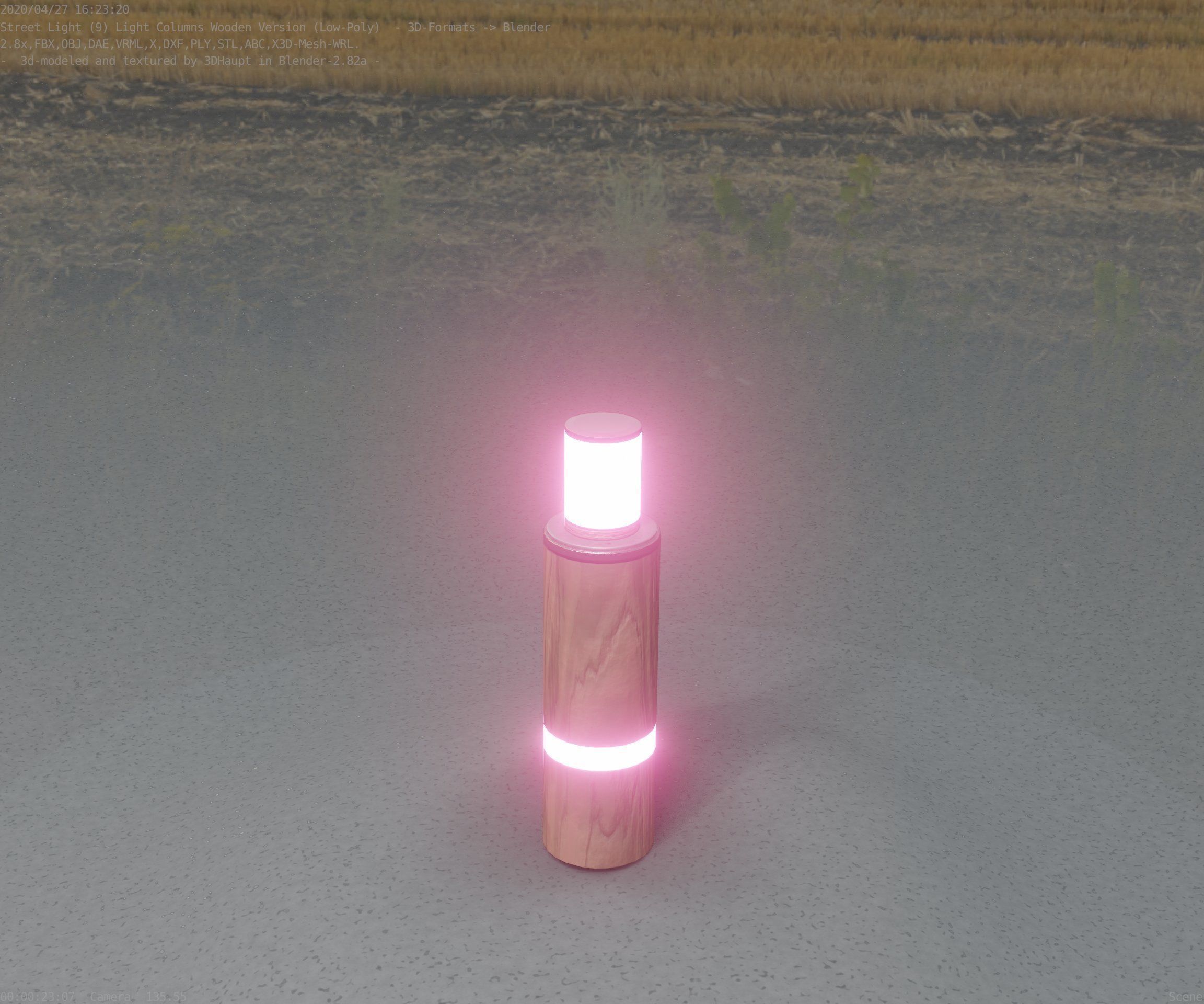 Wooden pillar of light 6 - Street-Light Set-9 Low-Poly  Low-poly 3D model_59