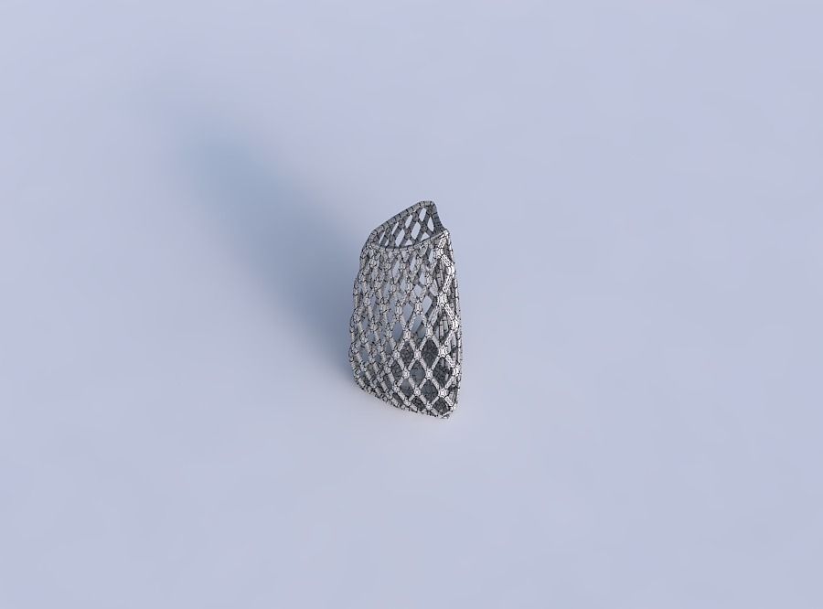 Vase curved tipping triangle 2 with diagonal grid lattice 3D print model_6