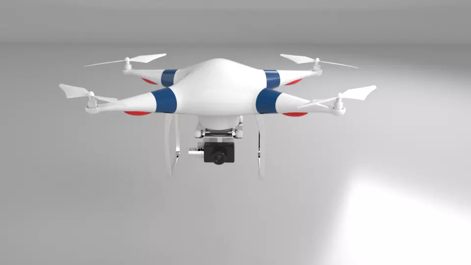 Drone flying in air Low-poly 3D model_0