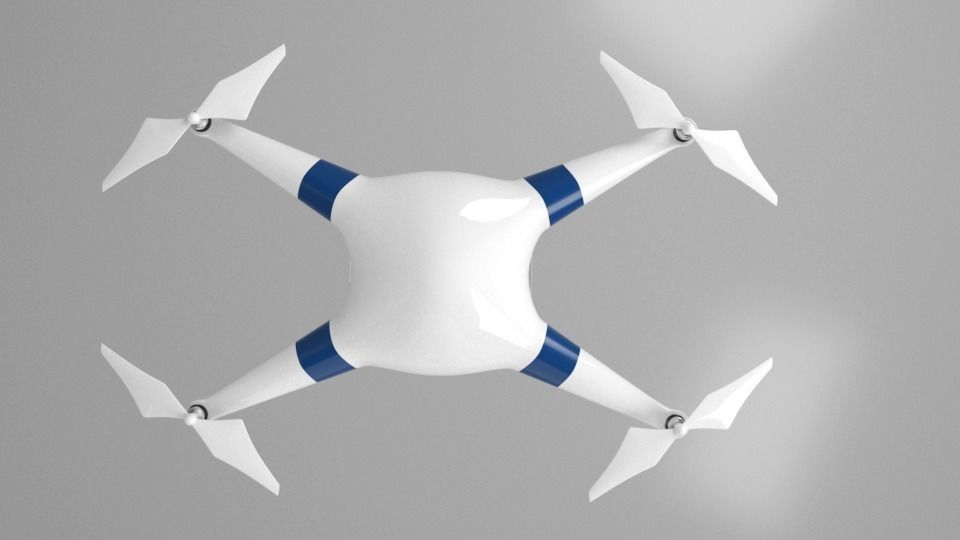 Drone flying in air Low-poly 3D model_2
