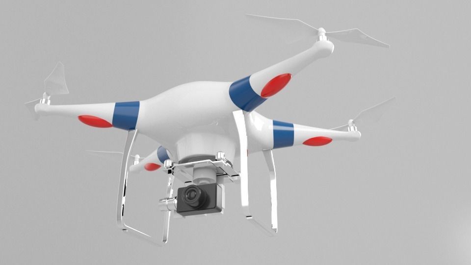 Drone flying in air Low-poly 3D model_1