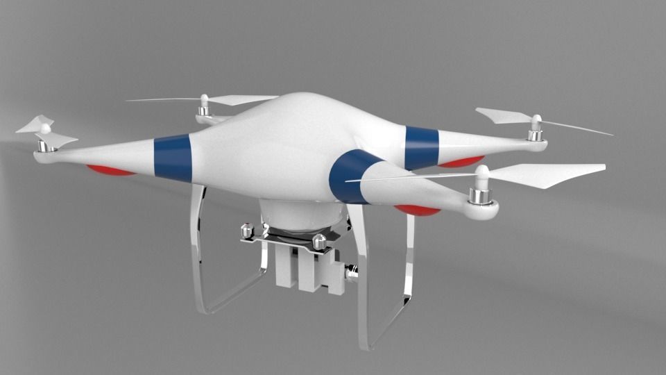 Drone flying in air Low-poly 3D model_3