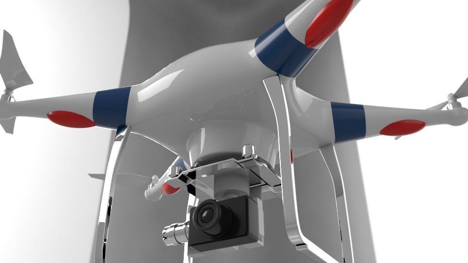 Drone flying in air Low-poly 3D model_4