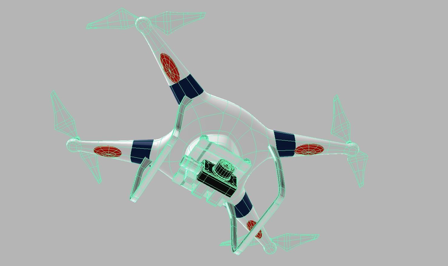 Drone flying in air Low-poly 3D model_8