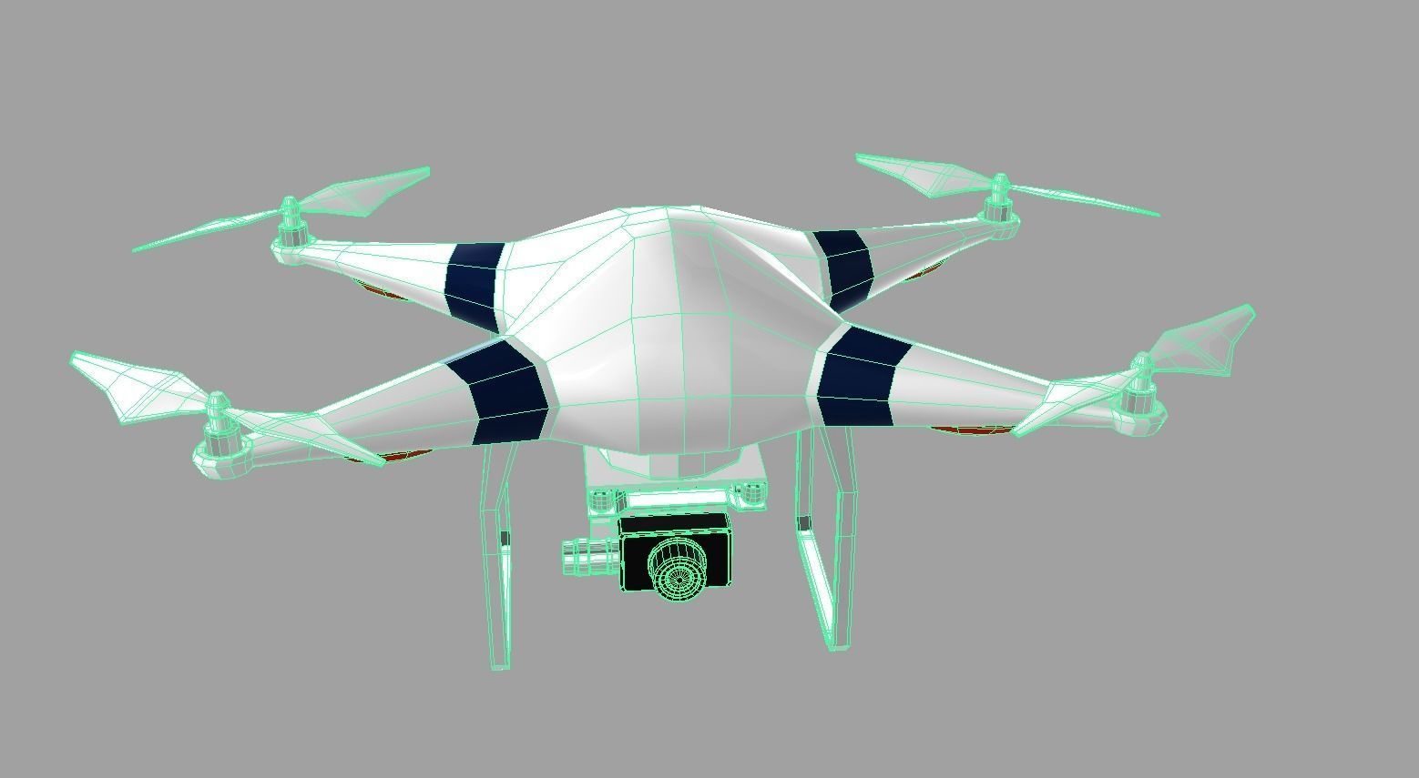 Drone flying in air Low-poly 3D model_6