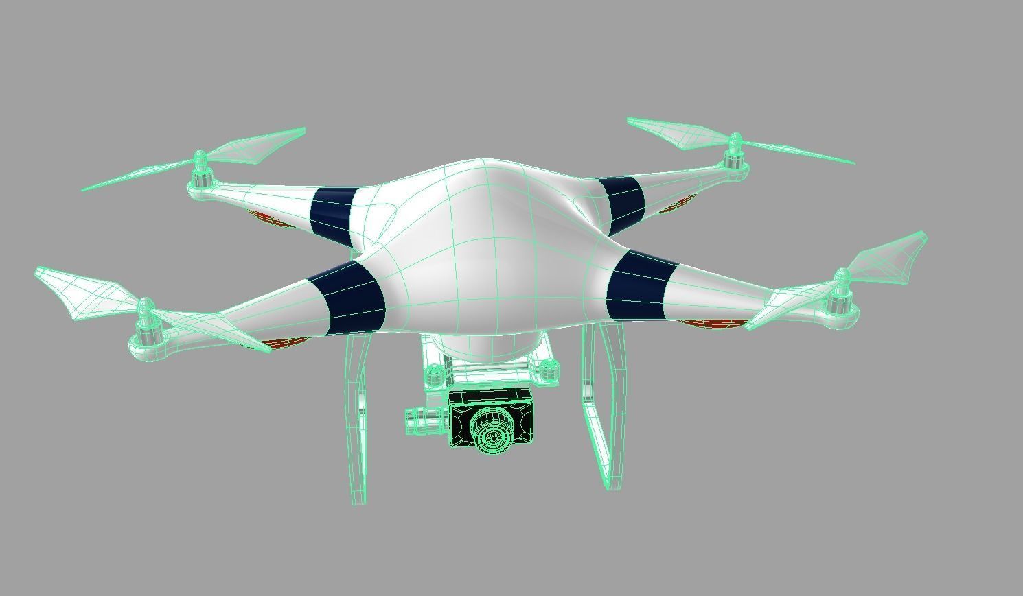 Drone flying in air Low-poly 3D model_7
