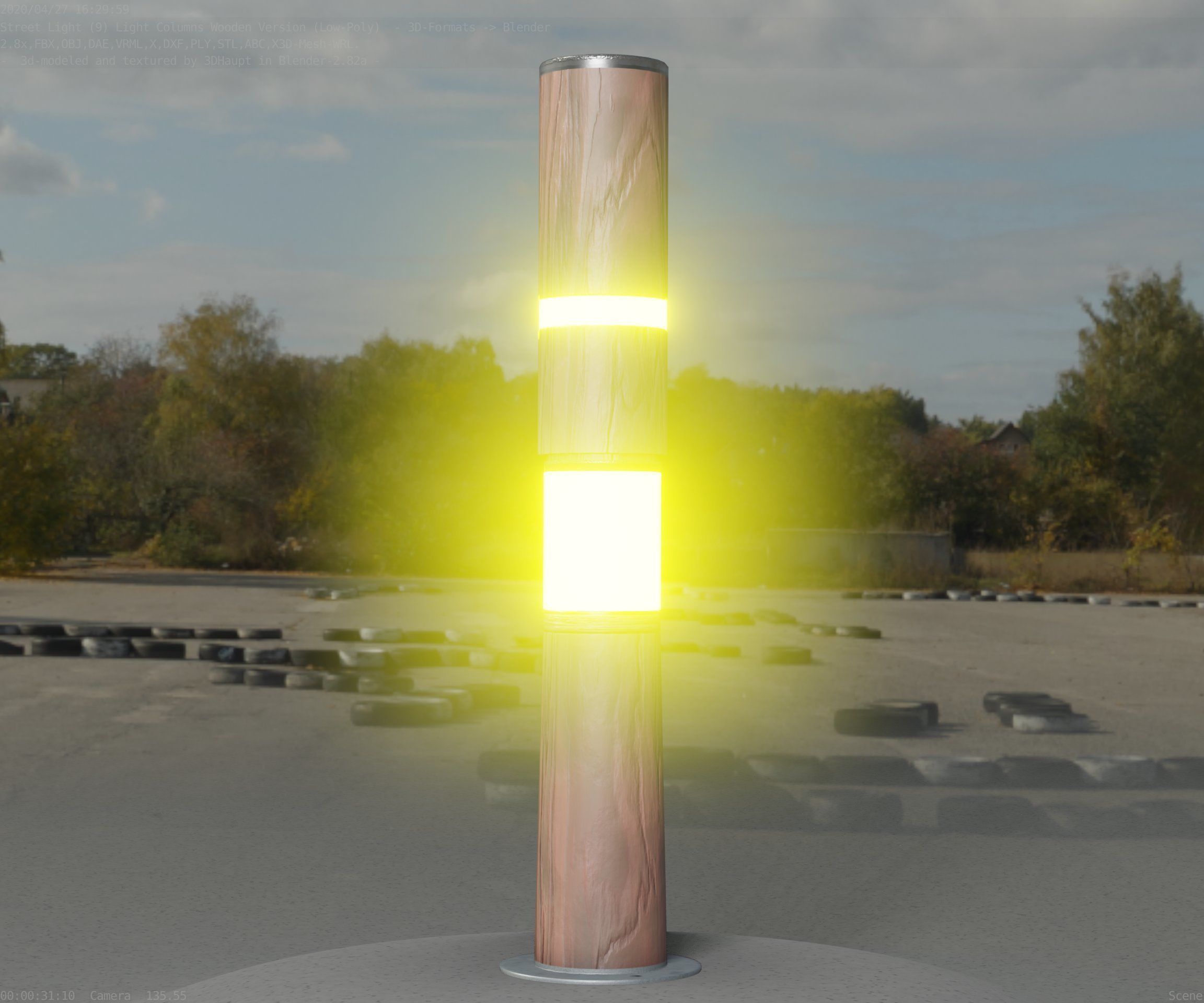 Wooden pillar of light 8 - Street-Light Set-9 Low-Poly Low-poly 3D model_70