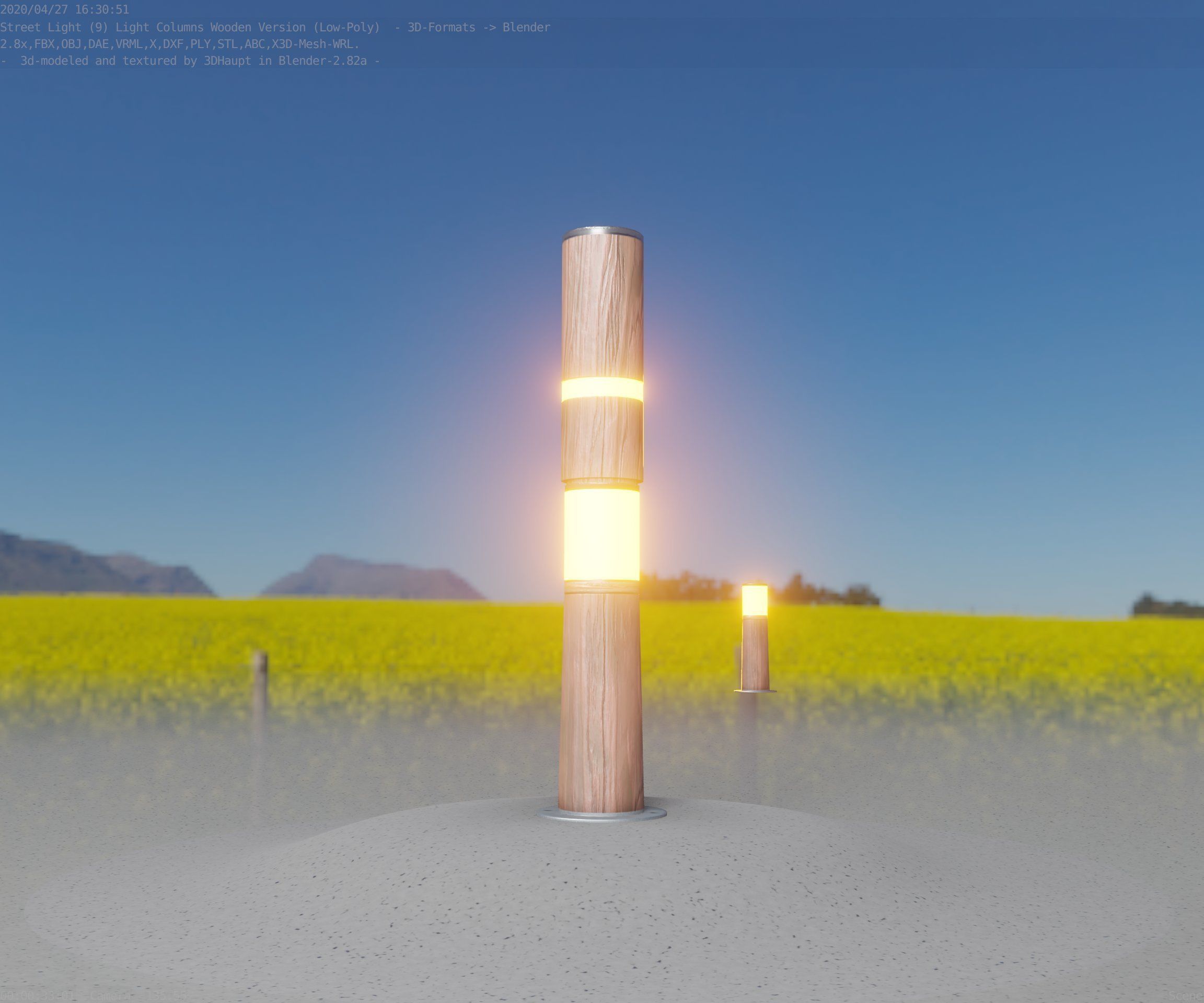 Wooden pillar of light 8 - Street-Light Set-9 Low-Poly Low-poly 3D model_93