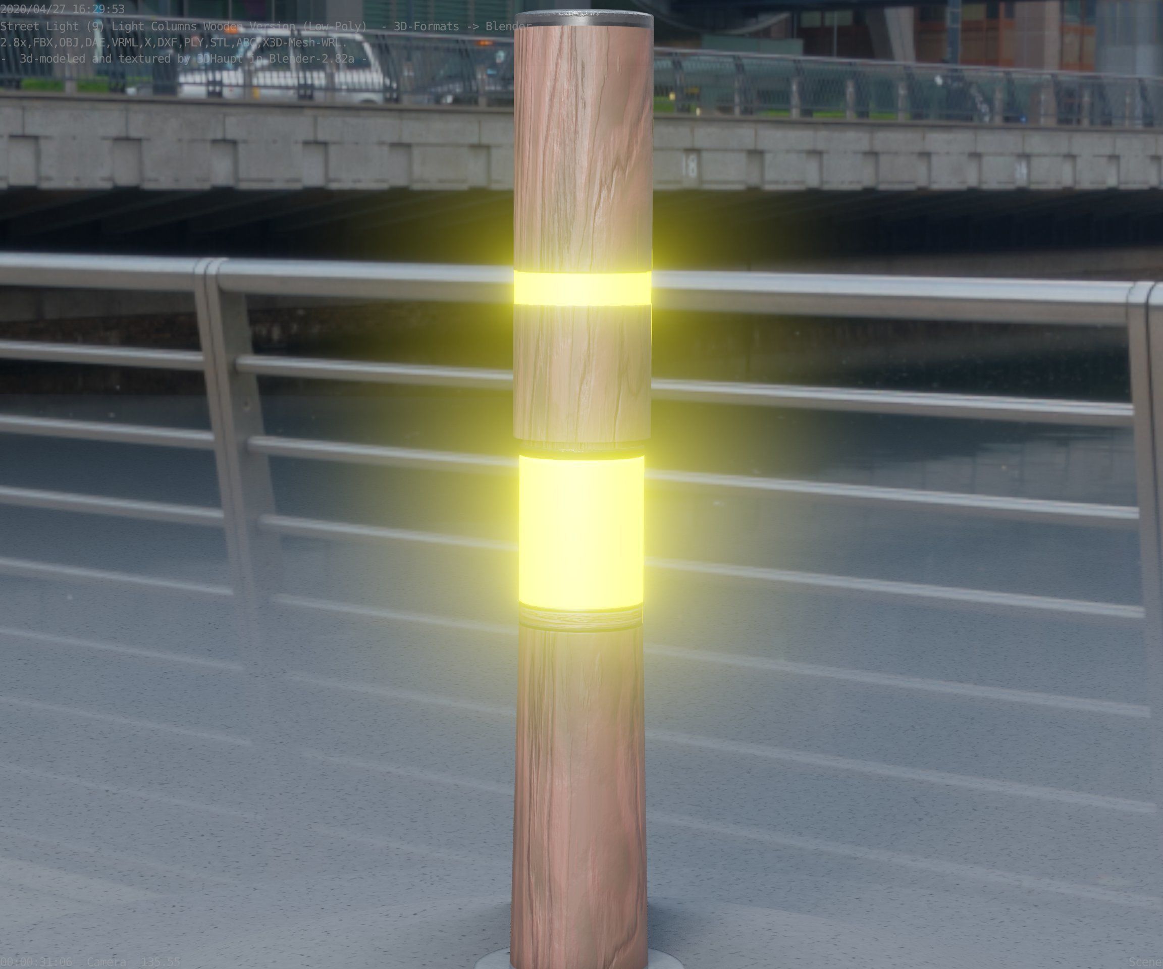 Wooden pillar of light 8 - Street-Light Set-9 Low-Poly Low-poly 3D model_66