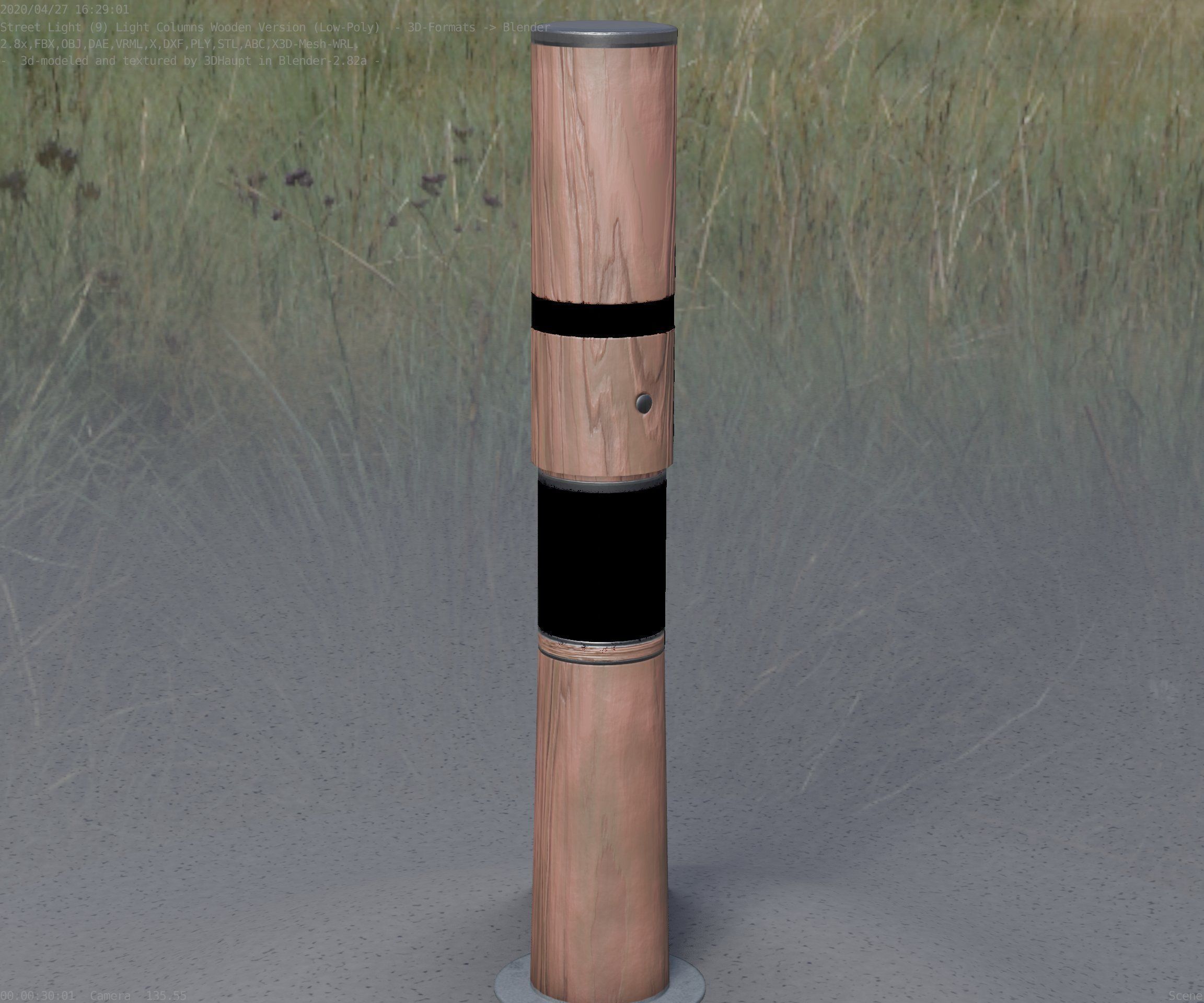 Wooden pillar of light 8 - Street-Light Set-9 Low-Poly Low-poly 3D model_37