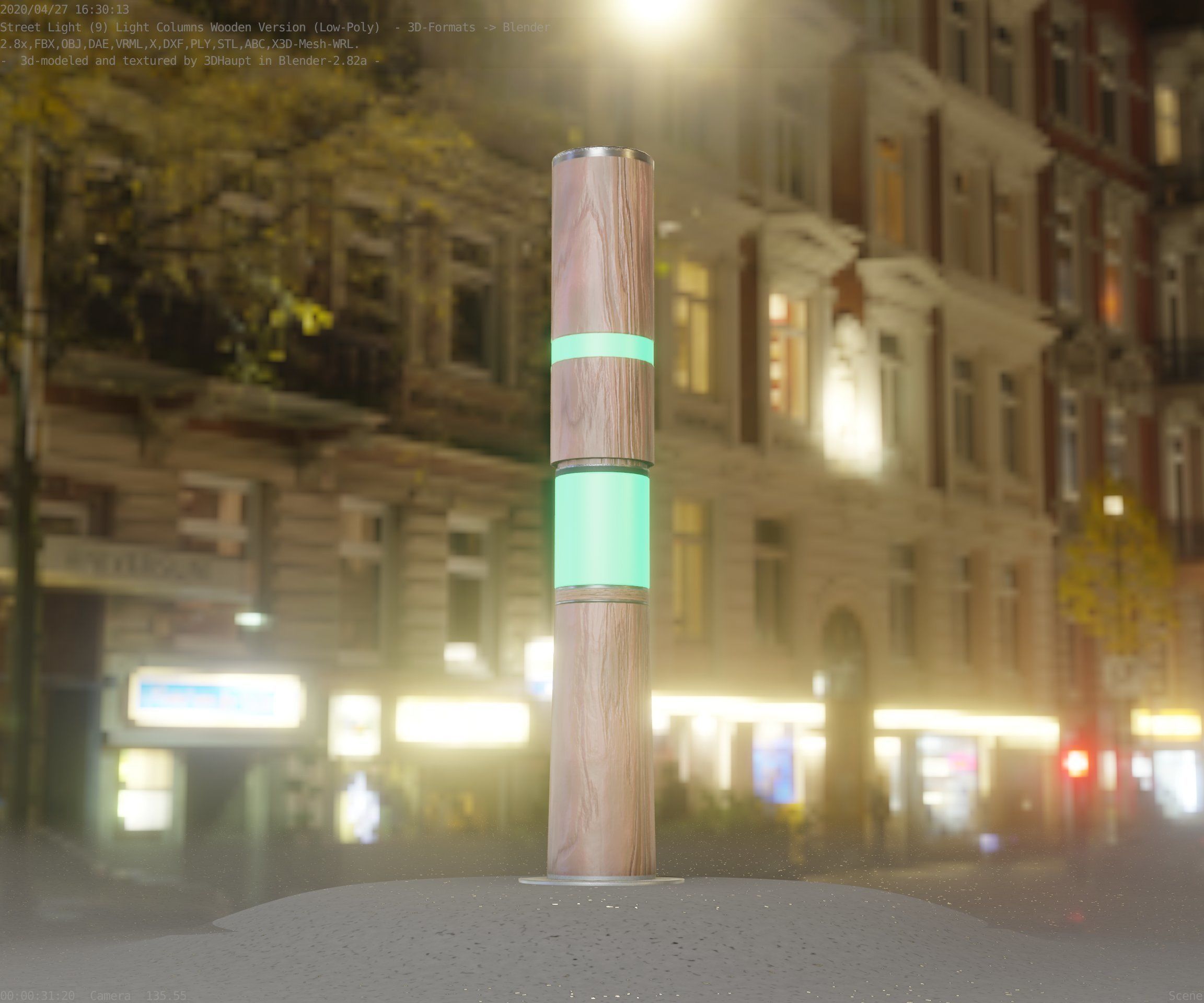 Wooden pillar of light 8 - Street-Light Set-9 Low-Poly Low-poly 3D model_2