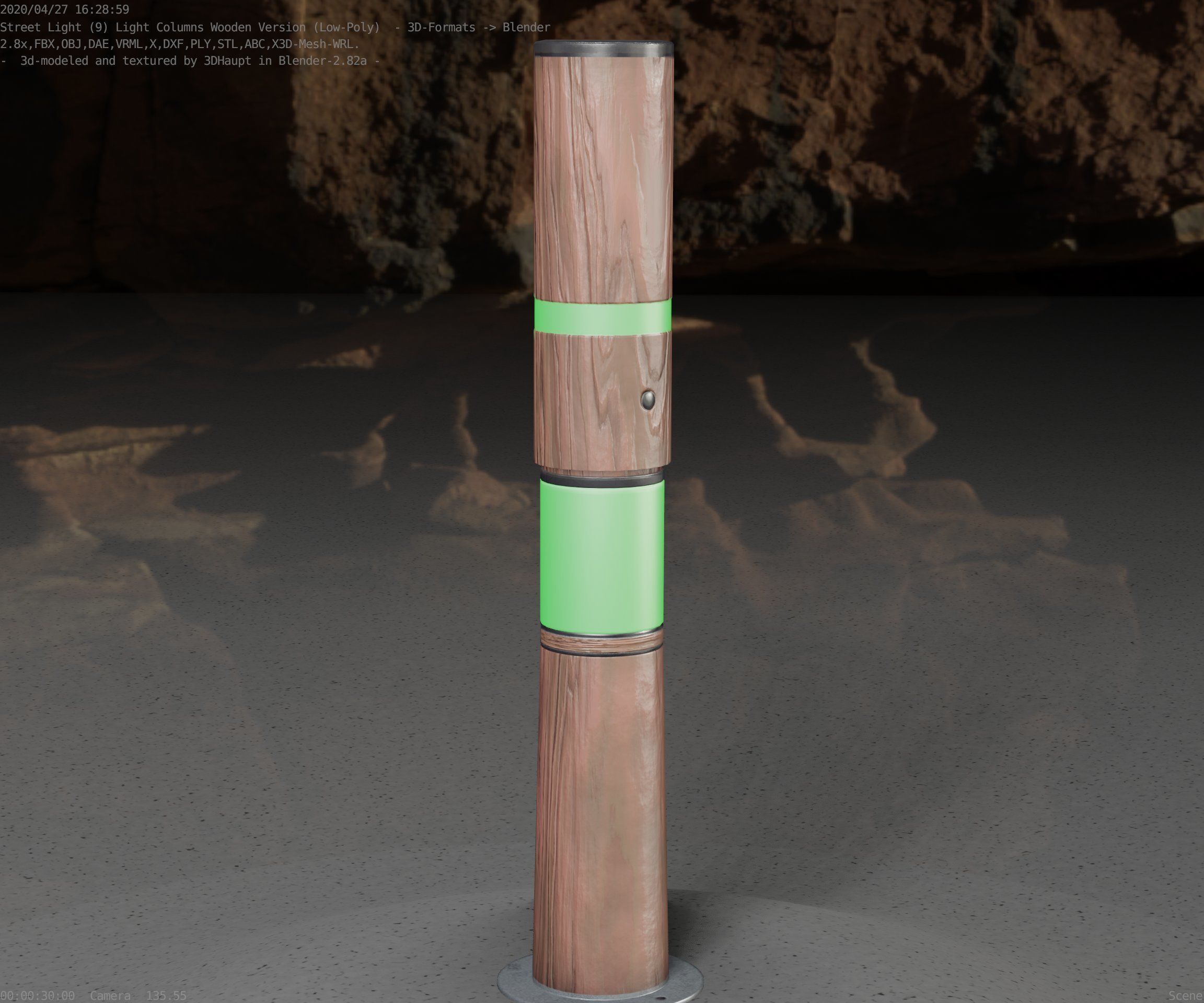 Wooden pillar of light 8 - Street-Light Set-9 Low-Poly Low-poly 3D model_36
