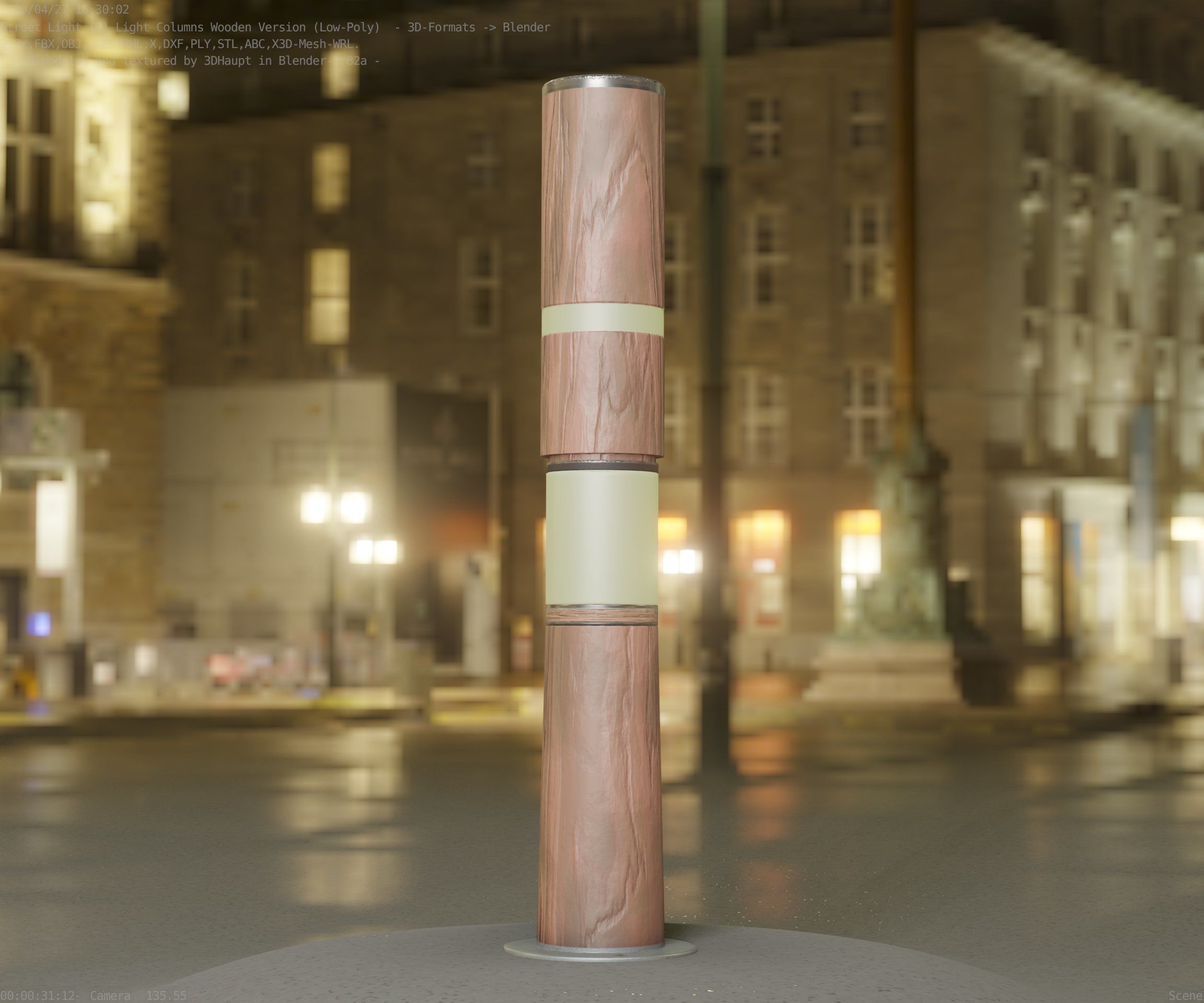 Wooden pillar of light 8 - Street-Light Set-9 Low-Poly Low-poly 3D model_72