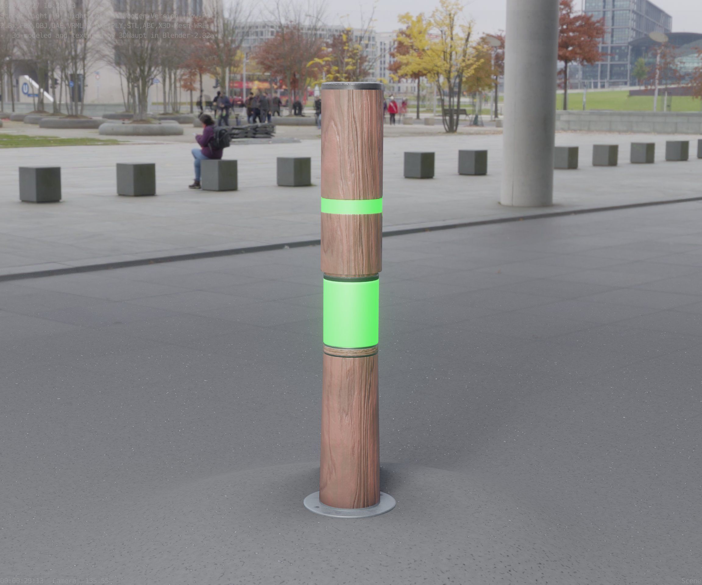 Wooden pillar of light 8 - Street-Light Set-9 Low-Poly Low-poly 3D model_25