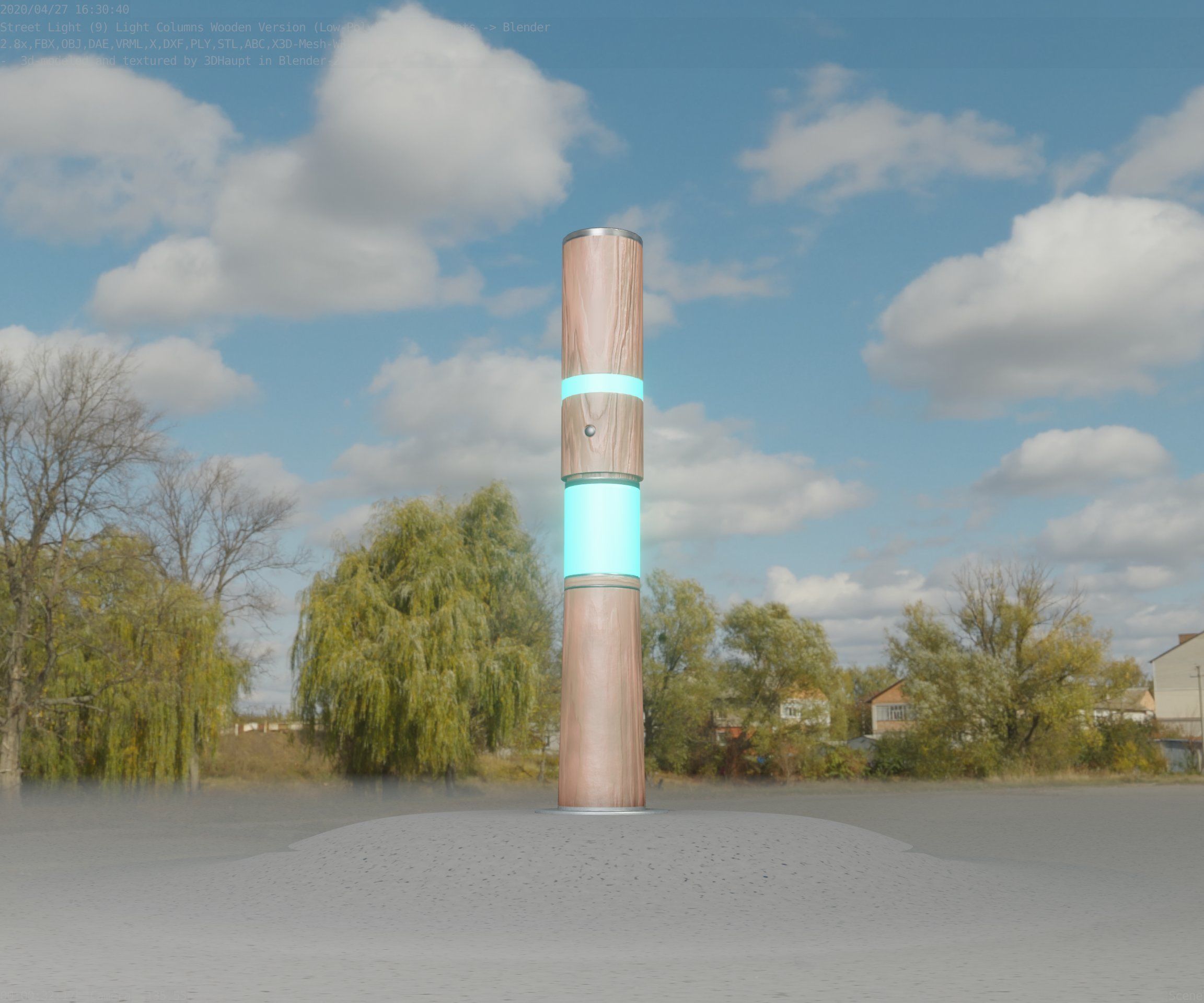 Wooden pillar of light 8 - Street-Light Set-9 Low-Poly Low-poly 3D model_85