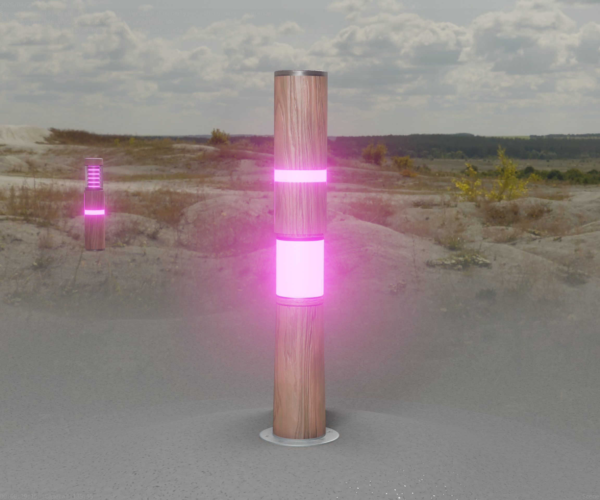 Wooden pillar of light 8 - Street-Light Set-9 Low-Poly Low-poly 3D model_27