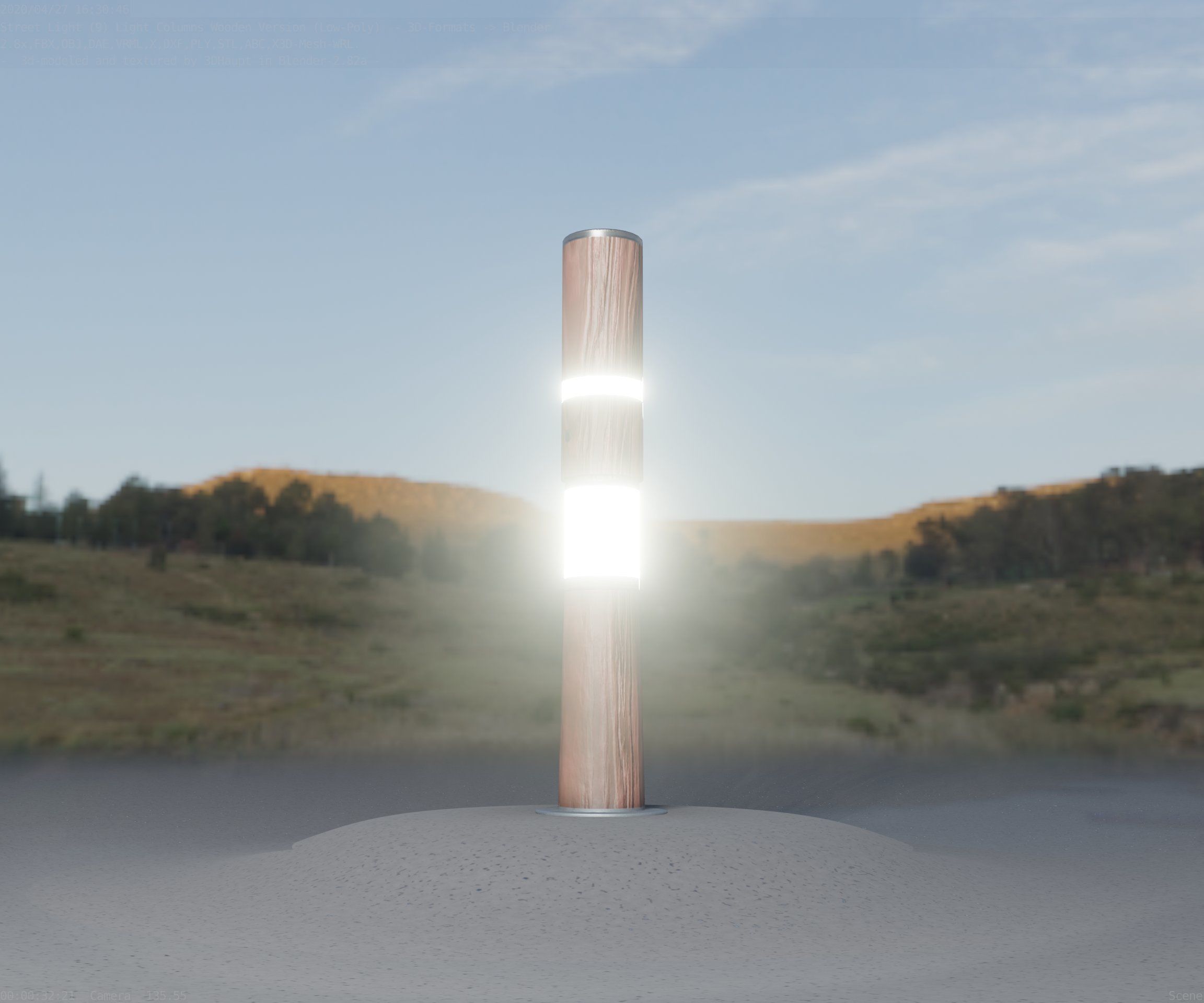 Wooden pillar of light 8 - Street-Light Set-9 Low-Poly Low-poly 3D model_89