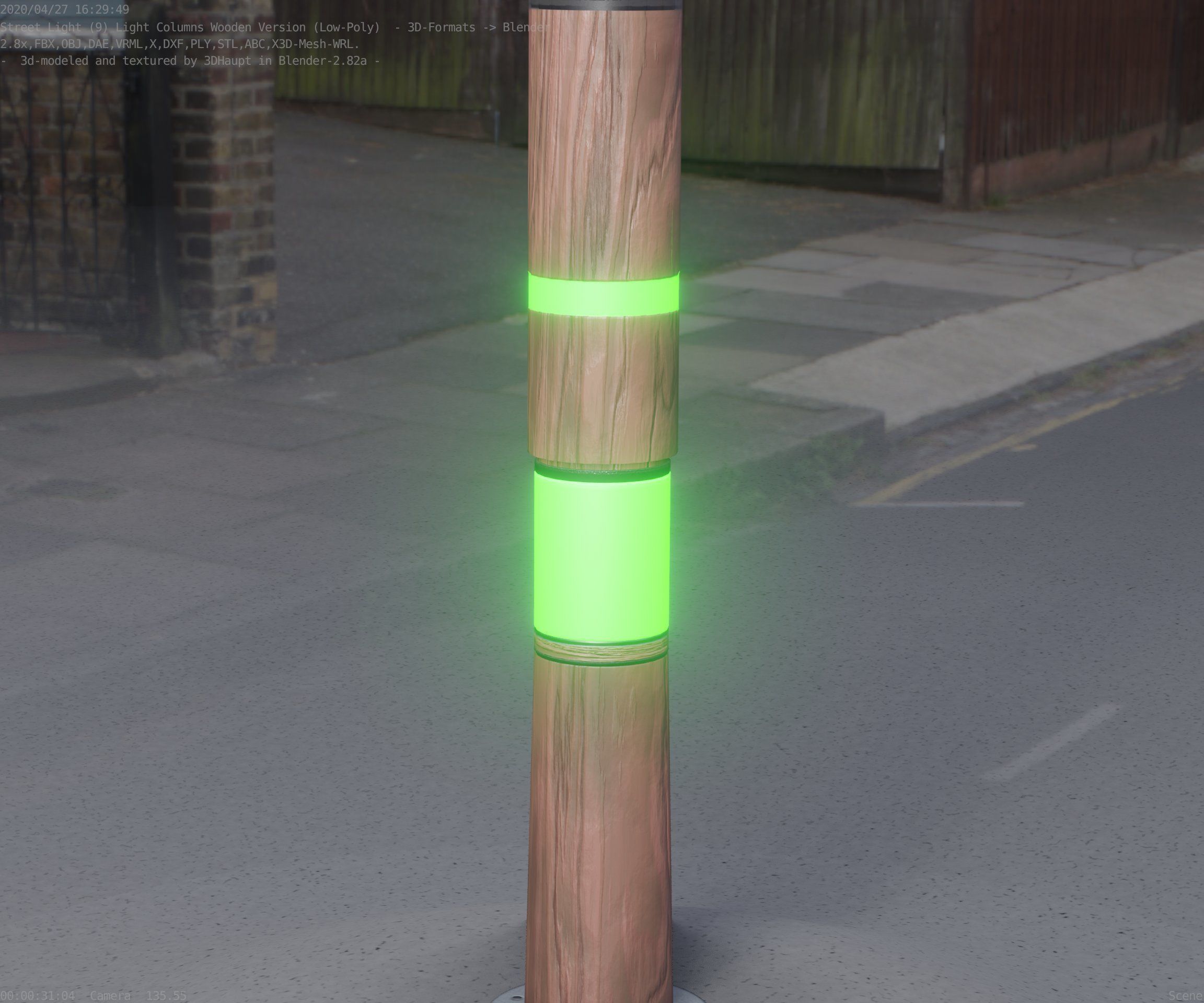Wooden pillar of light 8 - Street-Light Set-9 Low-Poly Low-poly 3D model_64