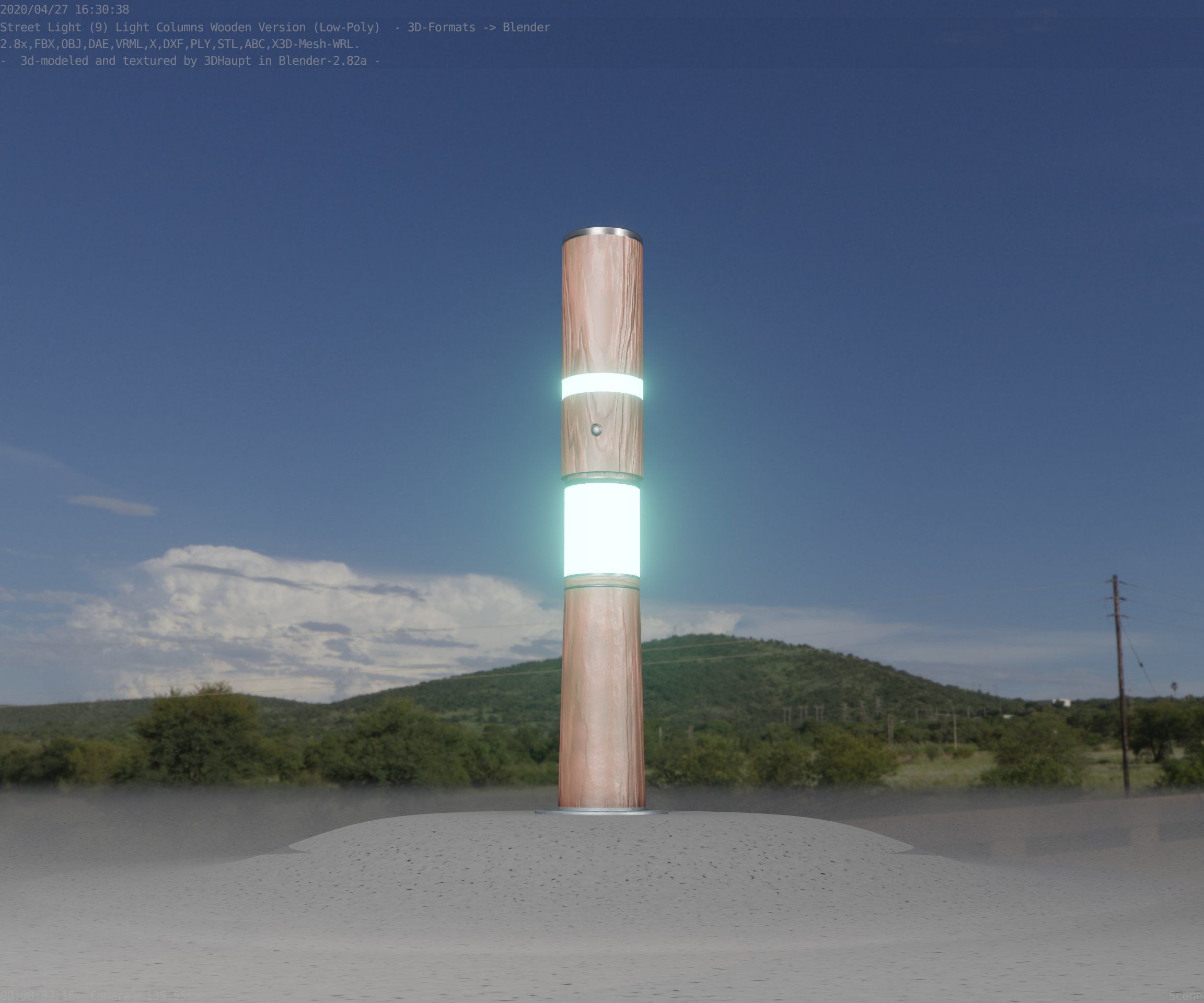 Wooden pillar of light 8 - Street-Light Set-9 Low-Poly Low-poly 3D model_84