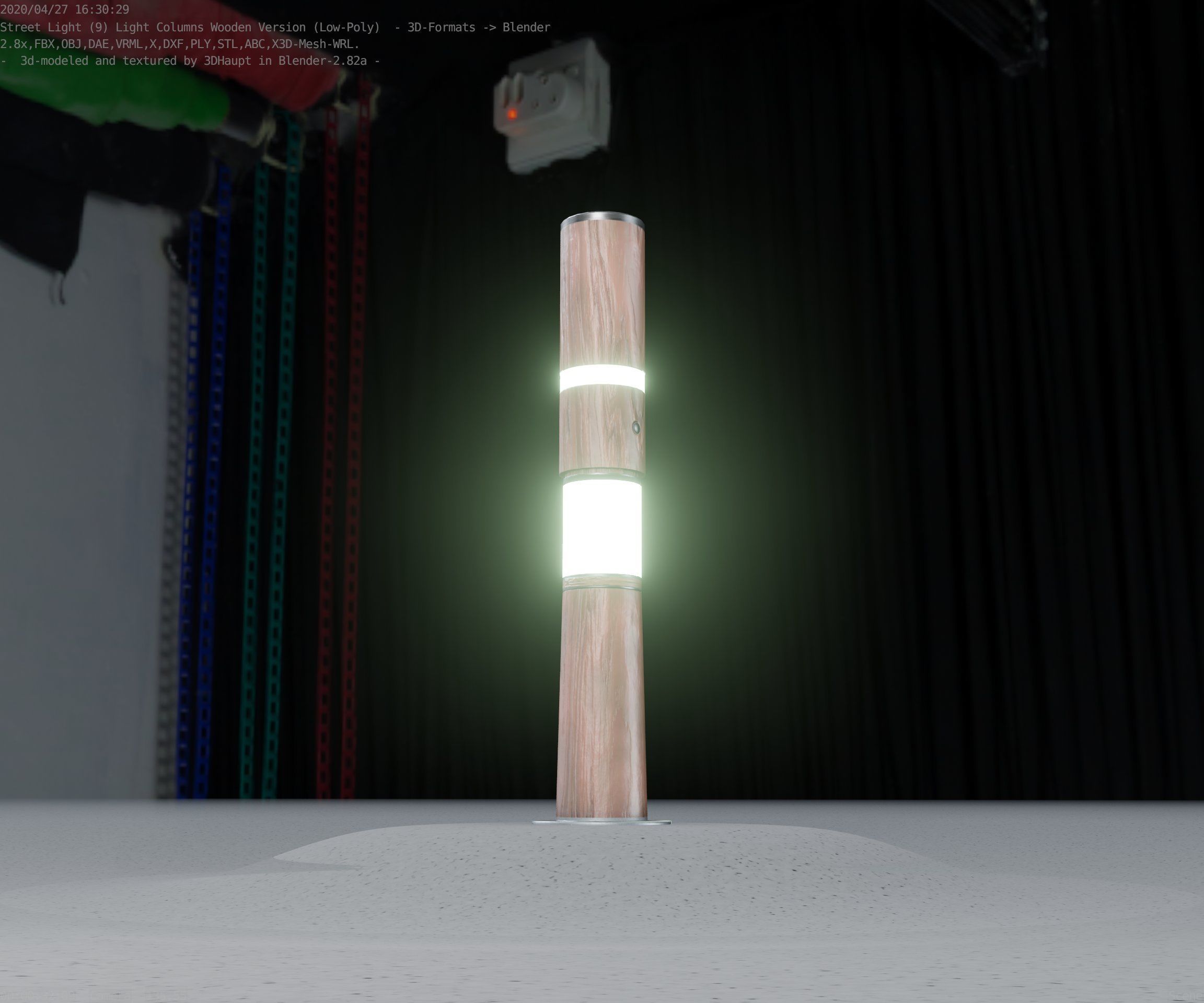 Wooden pillar of light 8 - Street-Light Set-9 Low-Poly Low-poly 3D model_15
