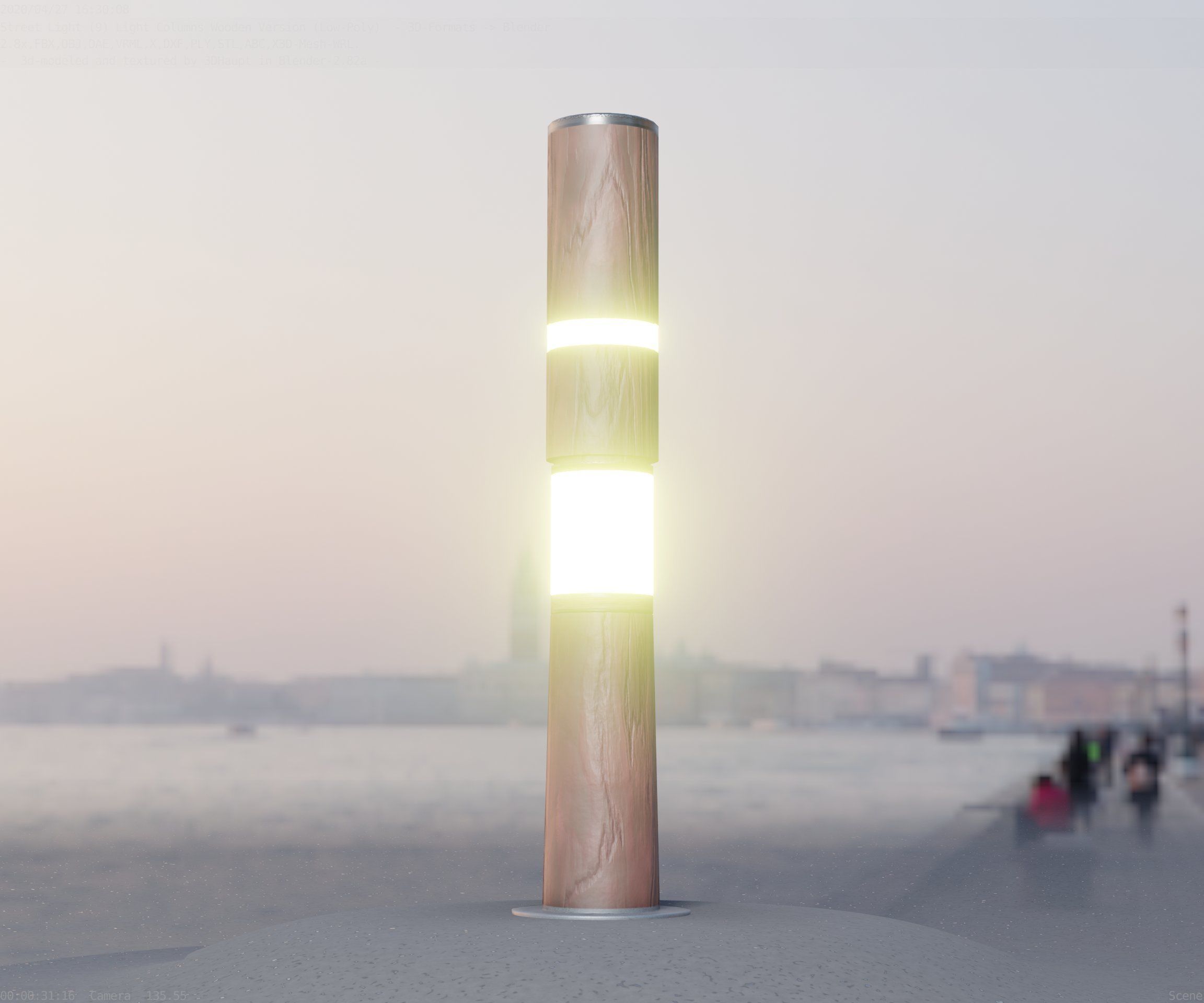 Wooden pillar of light 8 - Street-Light Set-9 Low-Poly Low-poly 3D model_76