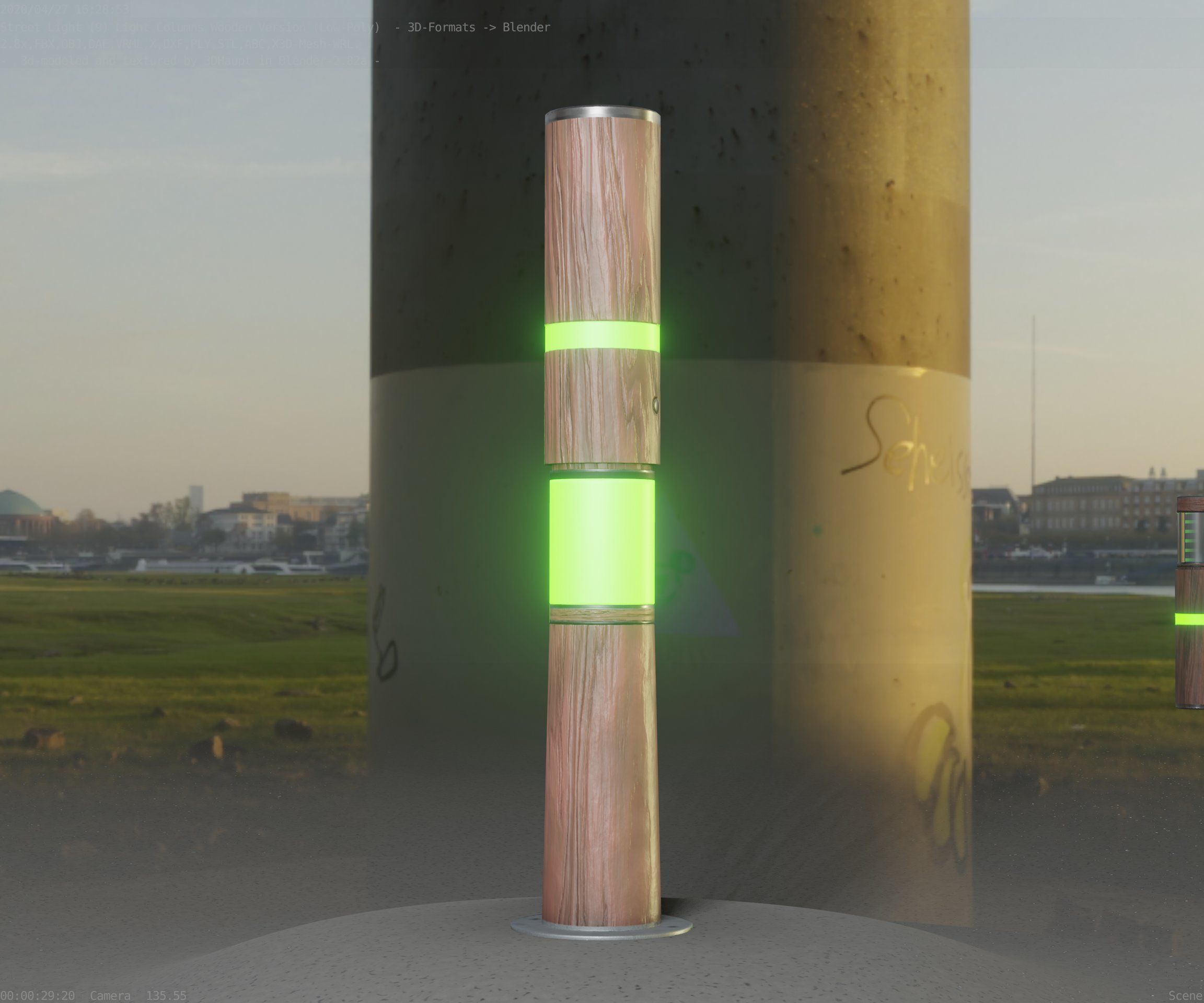 Wooden pillar of light 8 - Street-Light Set-9 Low-Poly Low-poly 3D model_32