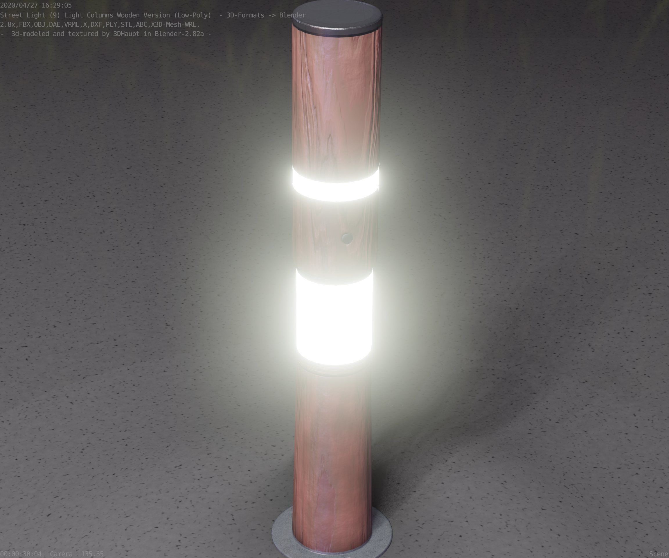 Wooden pillar of light 8 - Street-Light Set-9 Low-Poly Low-poly 3D model_40