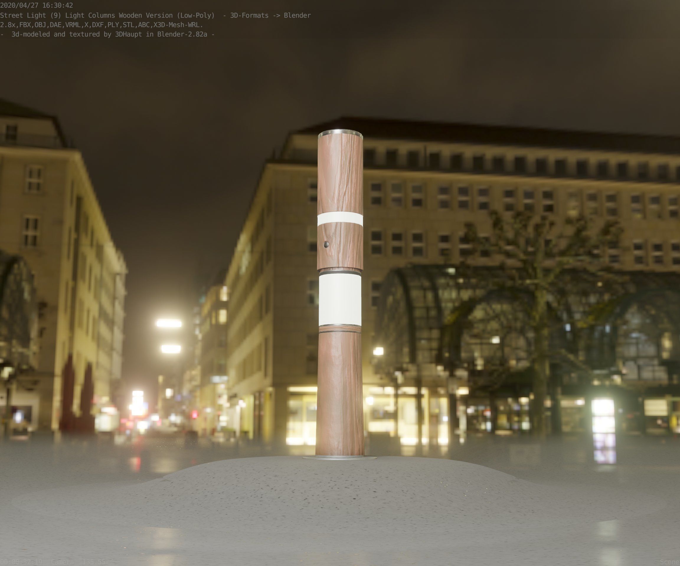 Wooden pillar of light 8 - Street-Light Set-9 Low-Poly Low-poly 3D model_87