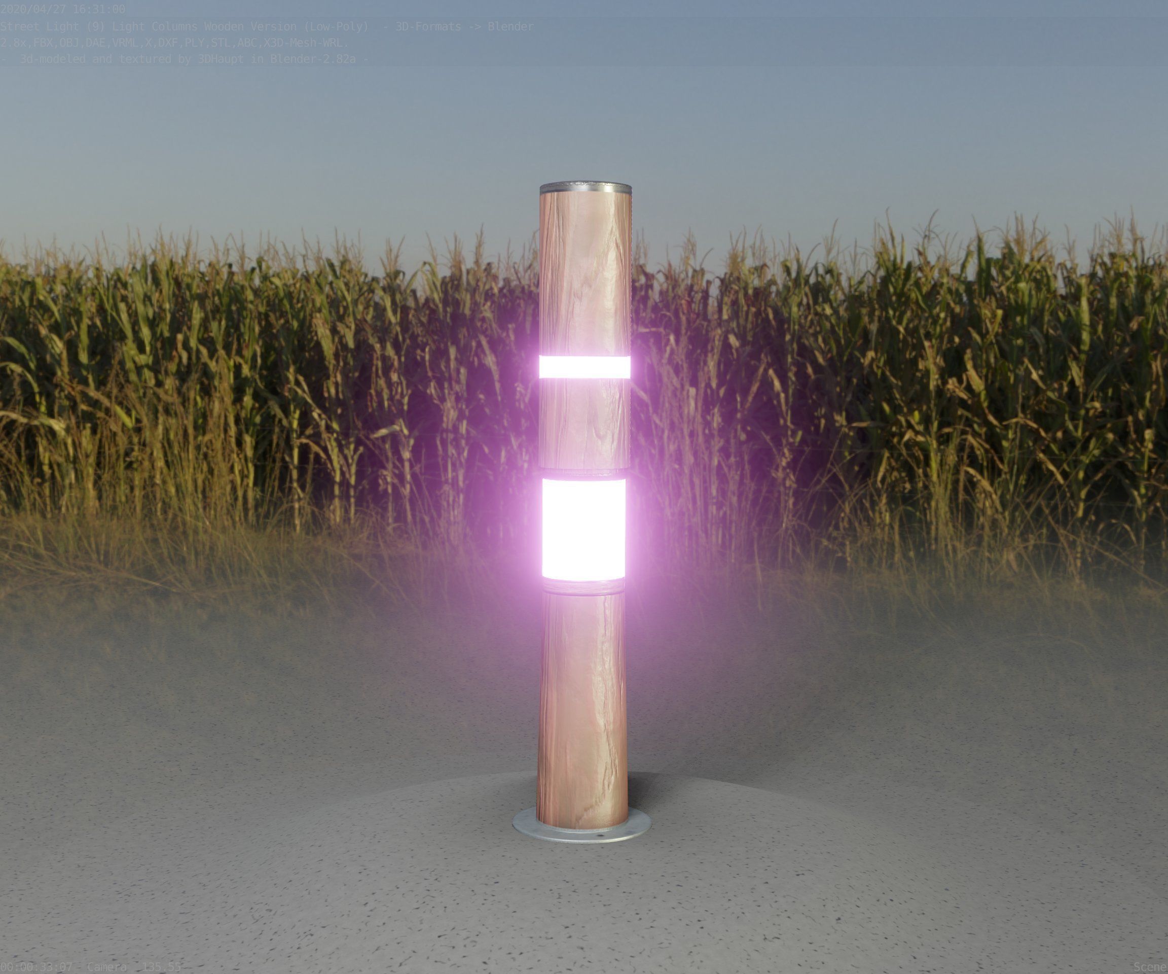 Wooden pillar of light 8 - Street-Light Set-9 Low-Poly Low-poly 3D model_99