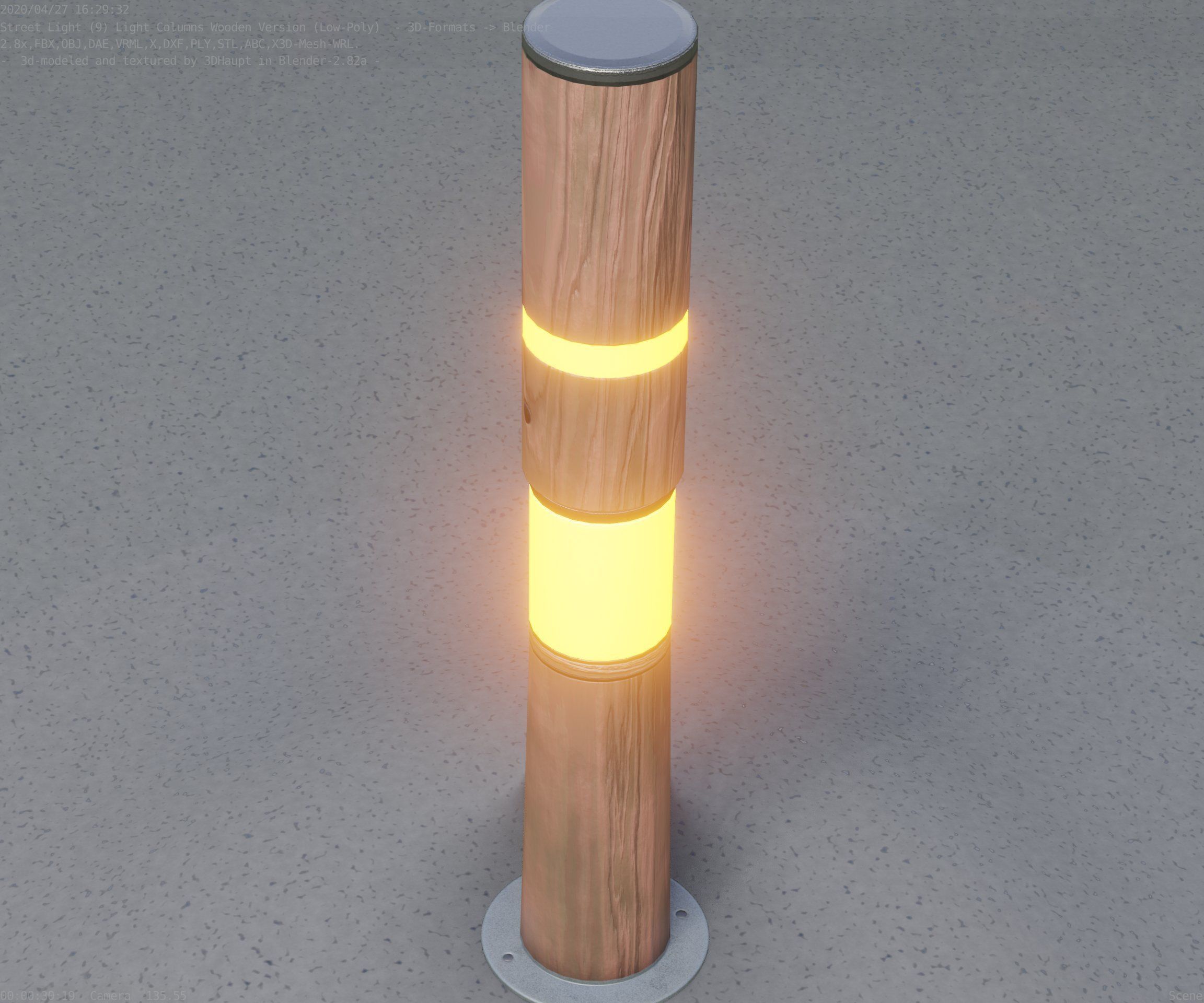 Wooden pillar of light 8 - Street-Light Set-9 Low-Poly Low-poly 3D model_55