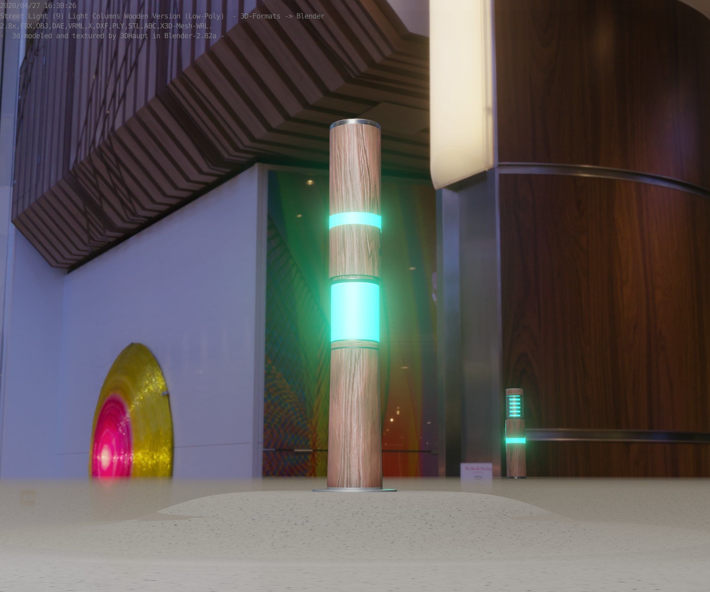 Wooden pillar of light 8 - Street-Light Set-9 Low-Poly Low-poly 3D model_12