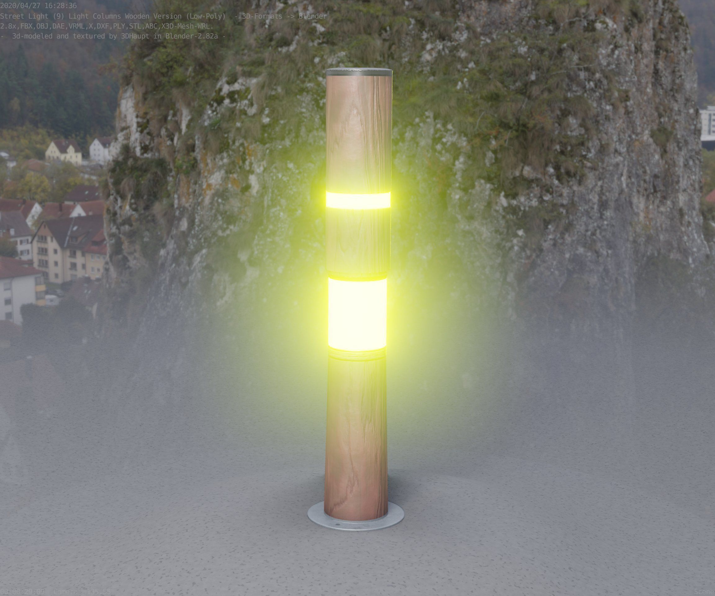 Wooden pillar of light 8 - Street-Light Set-9 Low-Poly Low-poly 3D model_21