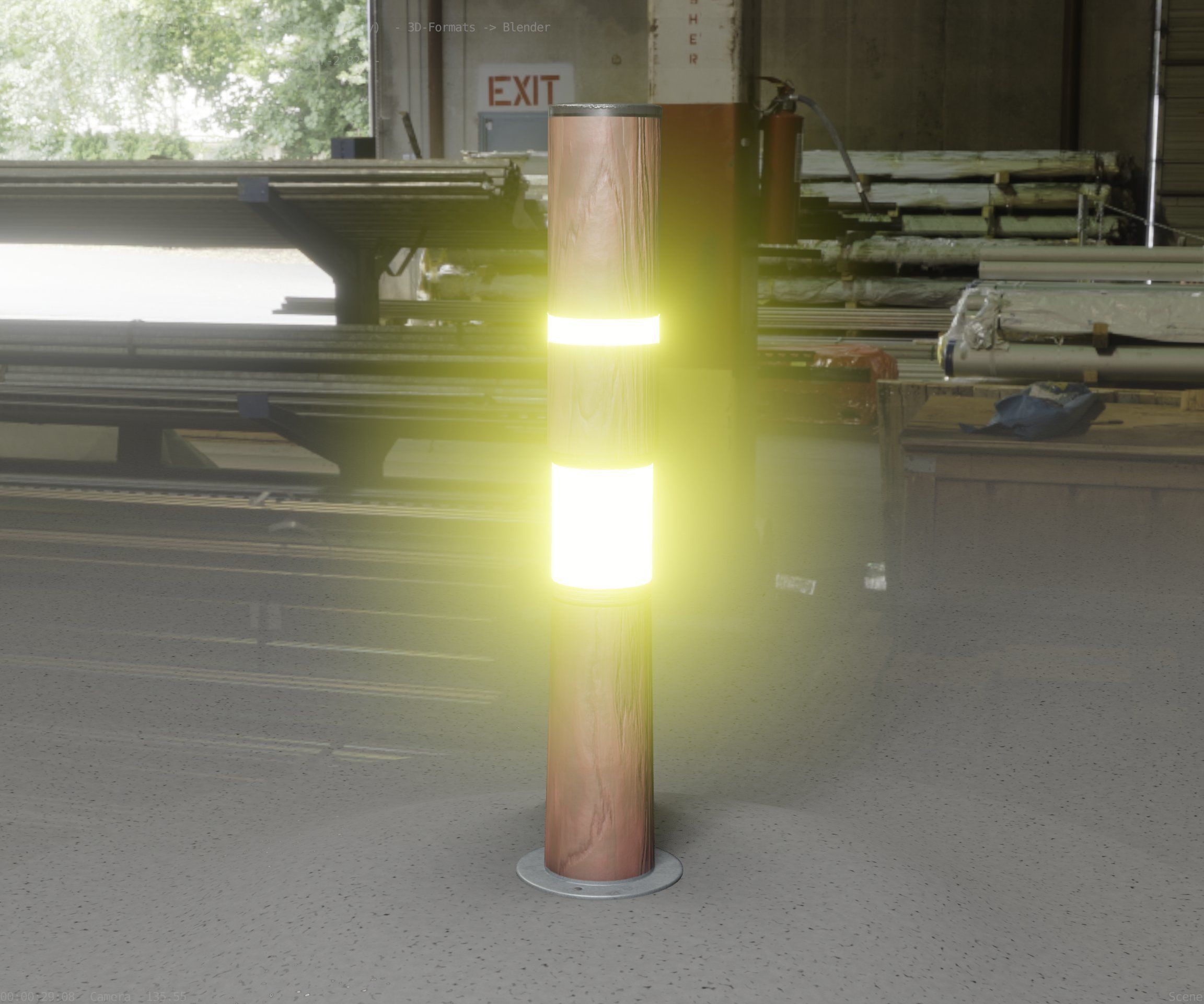 Wooden pillar of light 8 - Street-Light Set-9 Low-Poly Low-poly 3D model_20