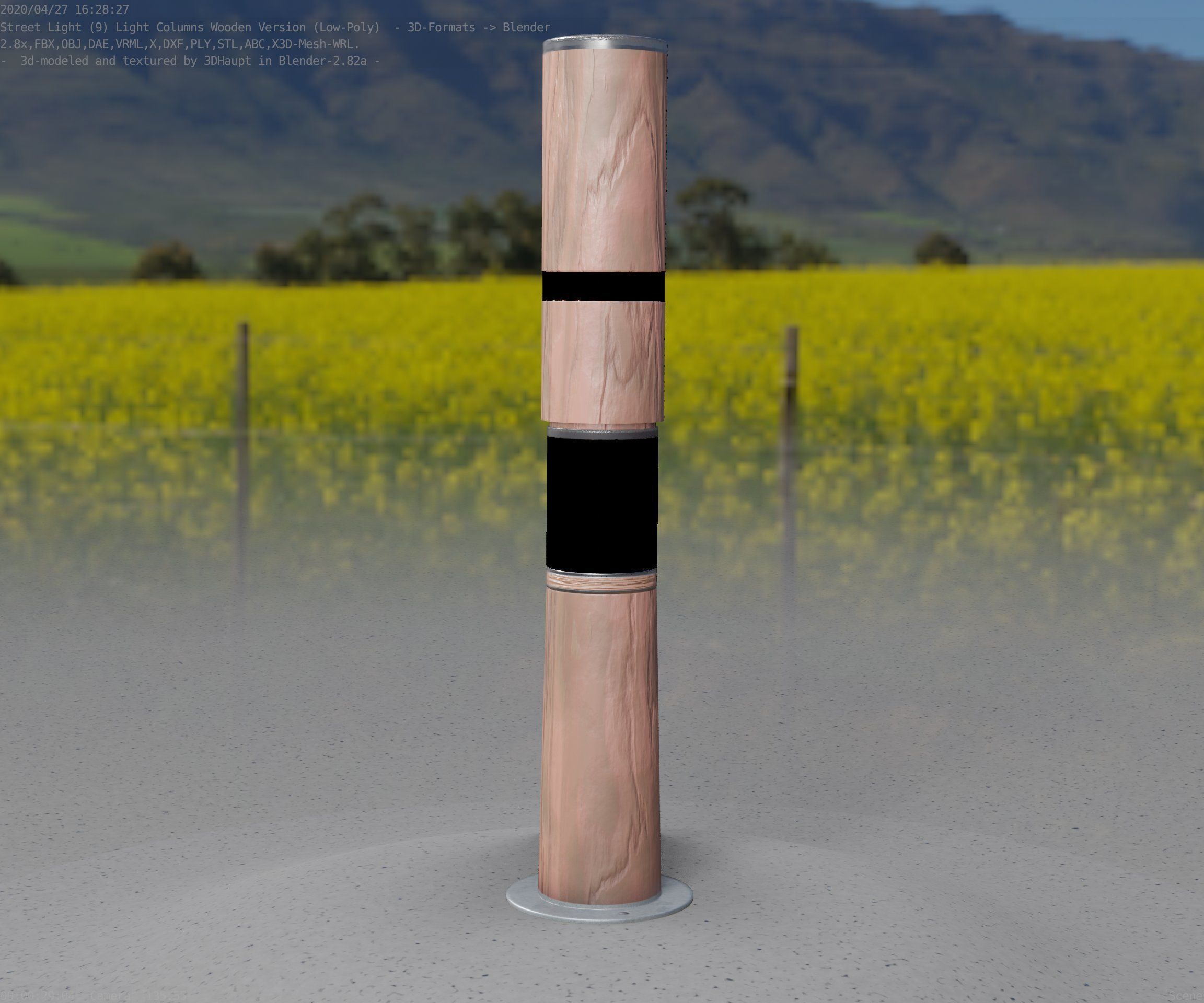 Wooden pillar of light 8 - Street-Light Set-9 Low-Poly Low-poly 3D model_16