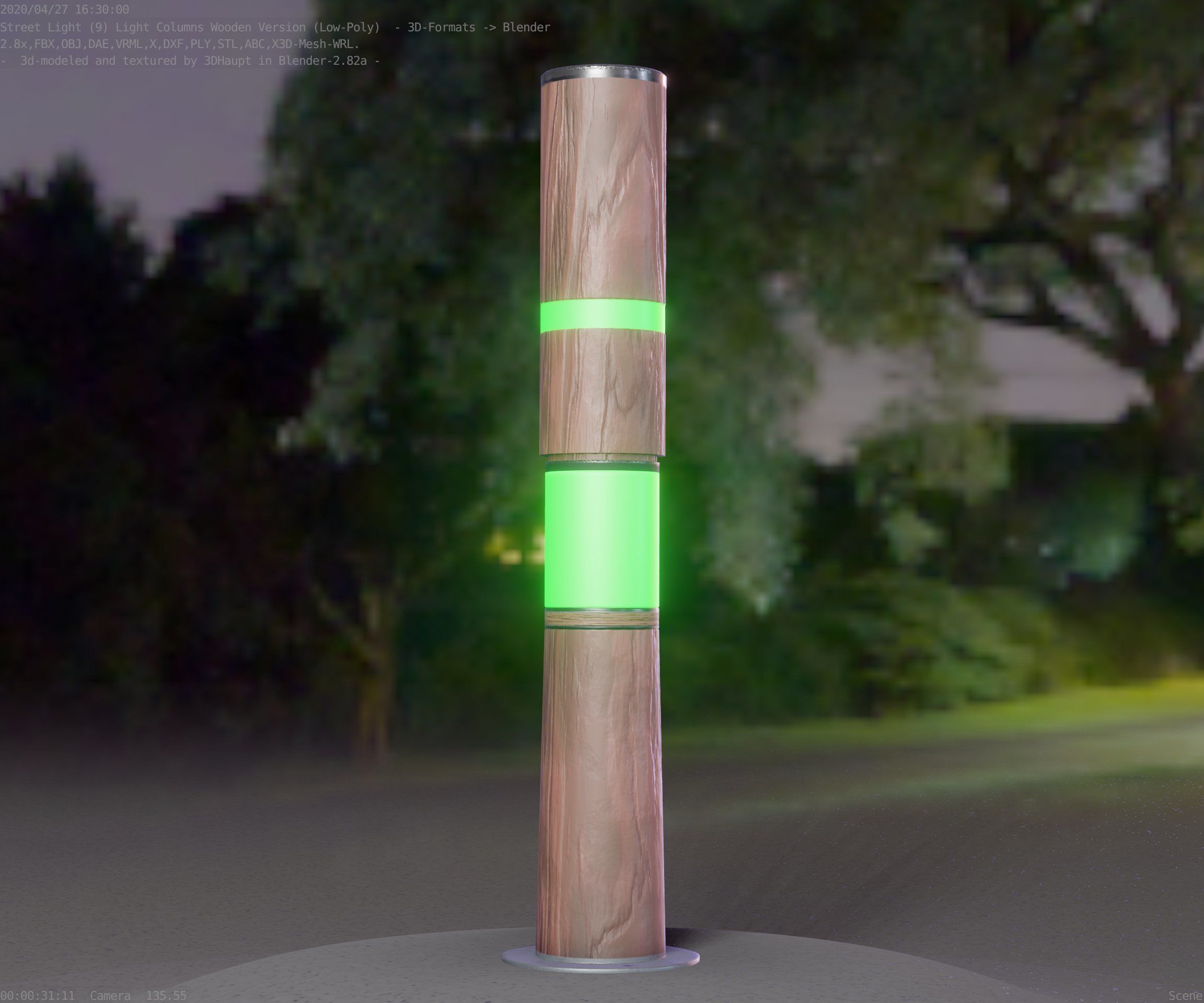 Wooden pillar of light 8 - Street-Light Set-9 Low-Poly Low-poly 3D model_71