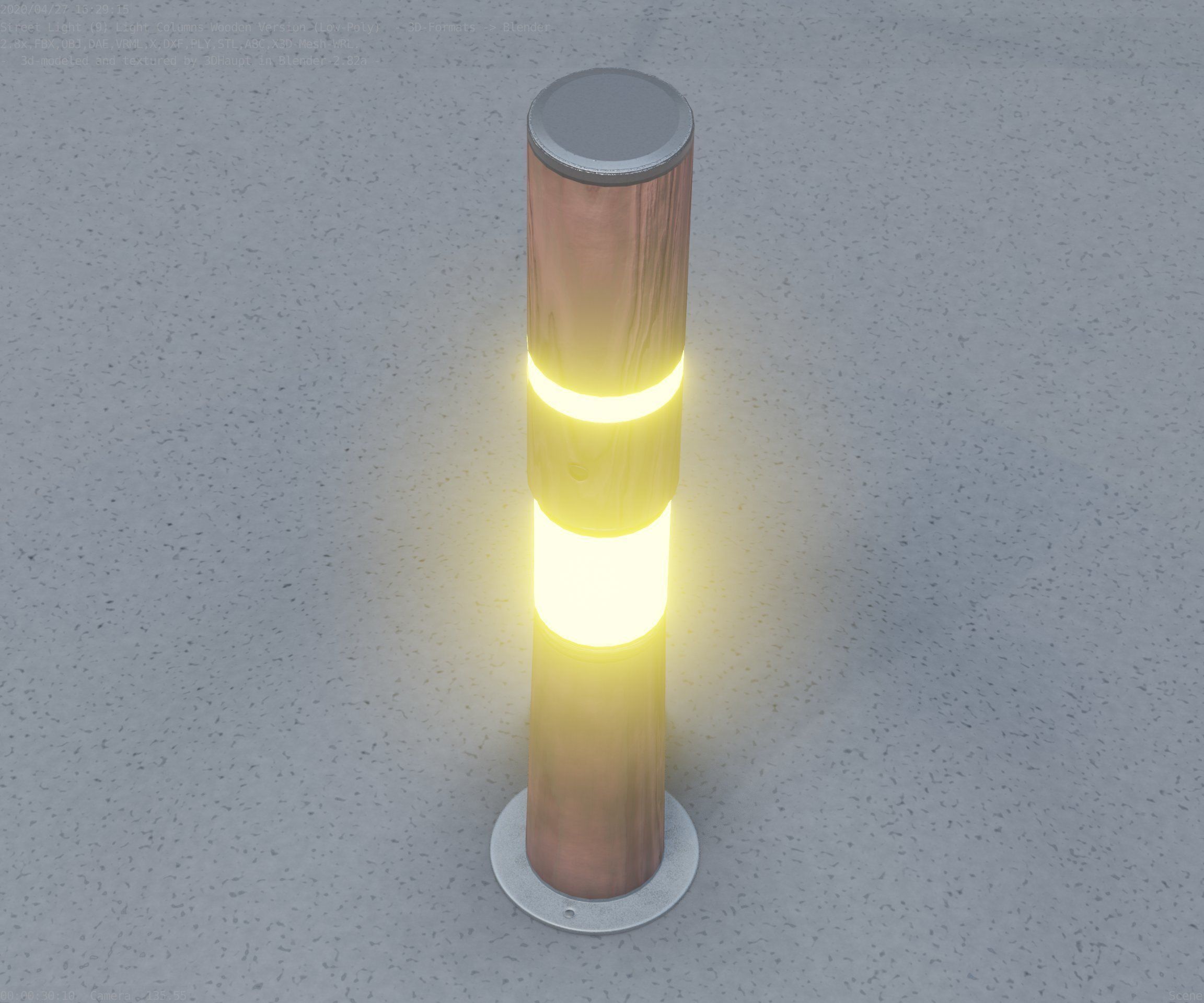 Wooden pillar of light 8 - Street-Light Set-9 Low-Poly Low-poly 3D model_46