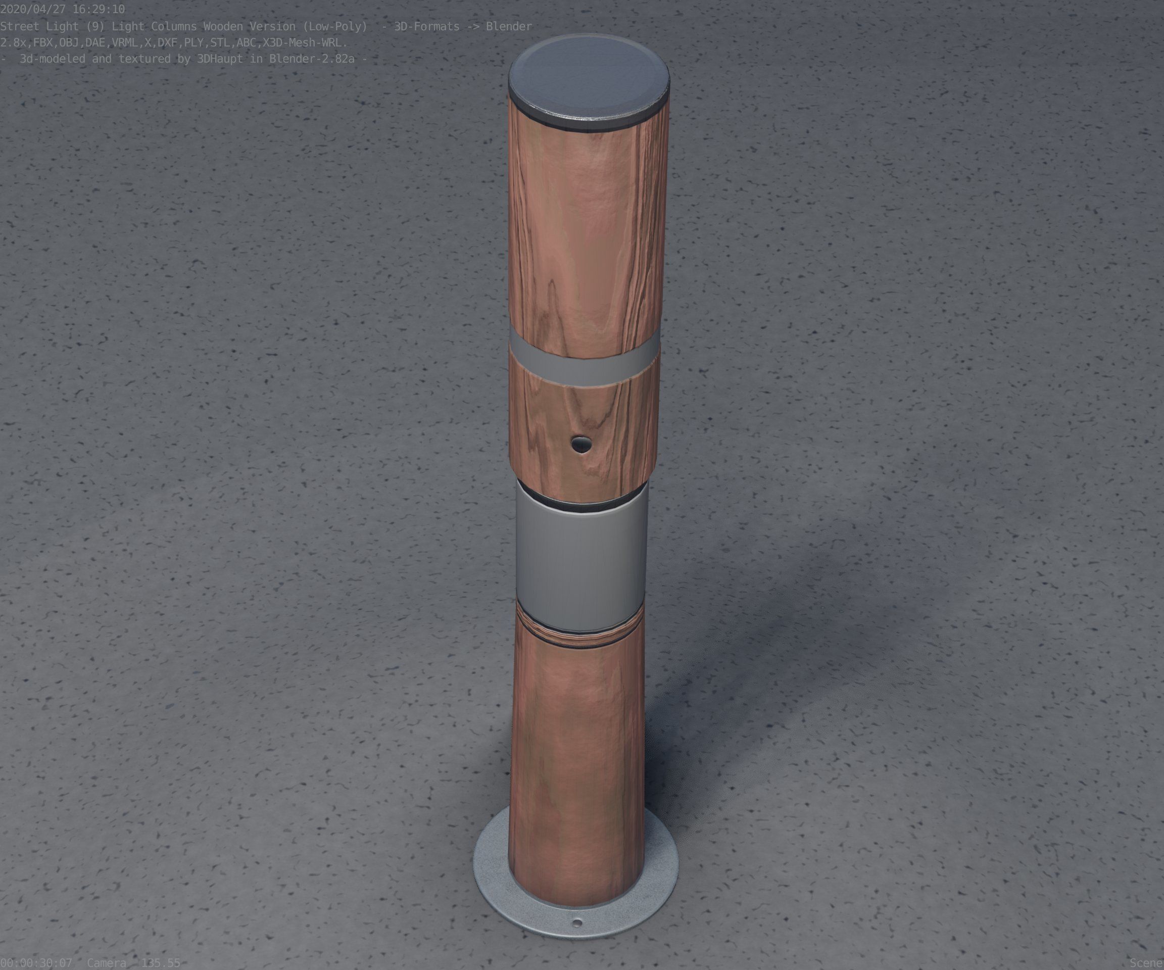 Wooden pillar of light 8 - Street-Light Set-9 Low-Poly Low-poly 3D model_43
