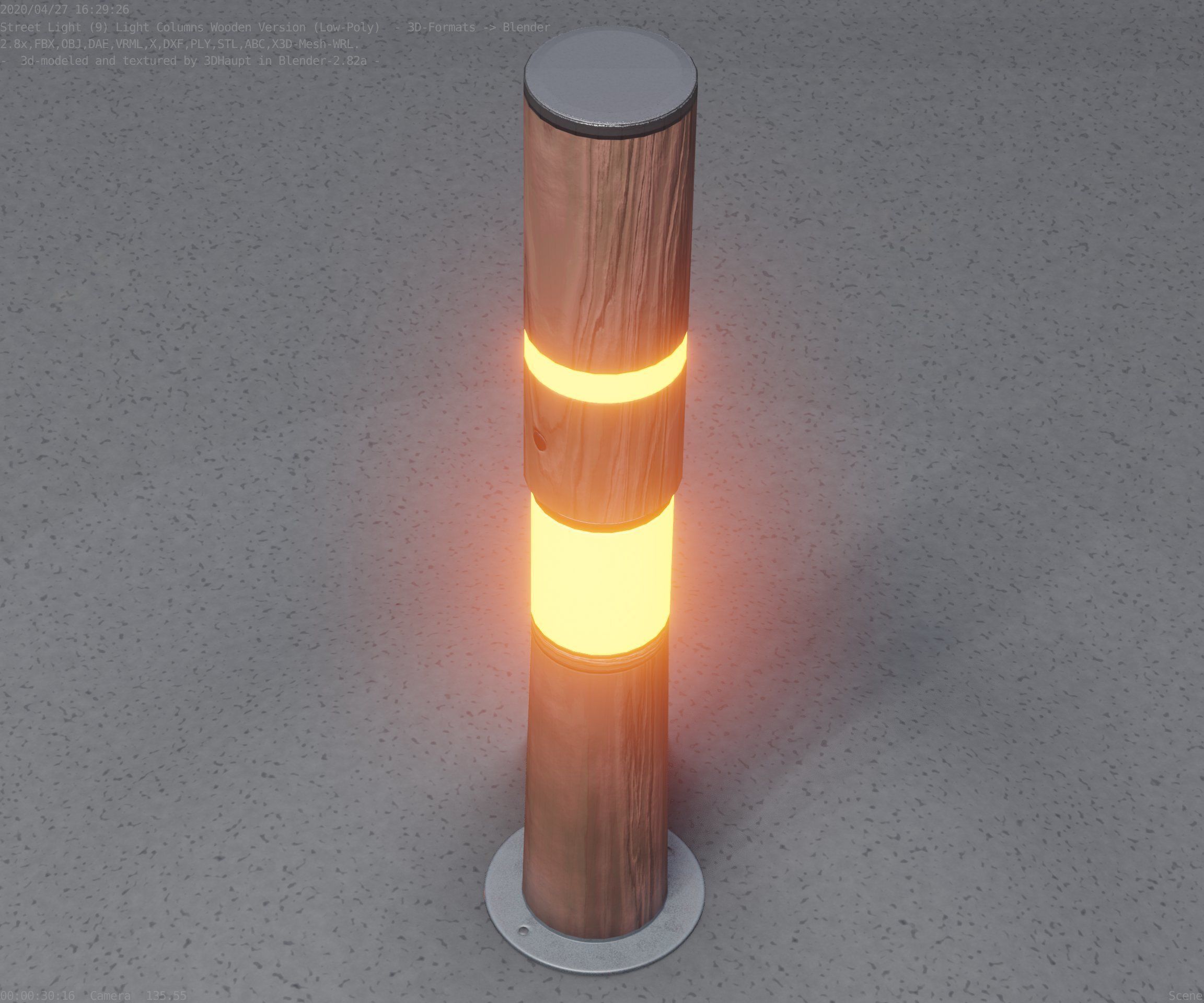 Wooden pillar of light 8 - Street-Light Set-9 Low-Poly Low-poly 3D model_52