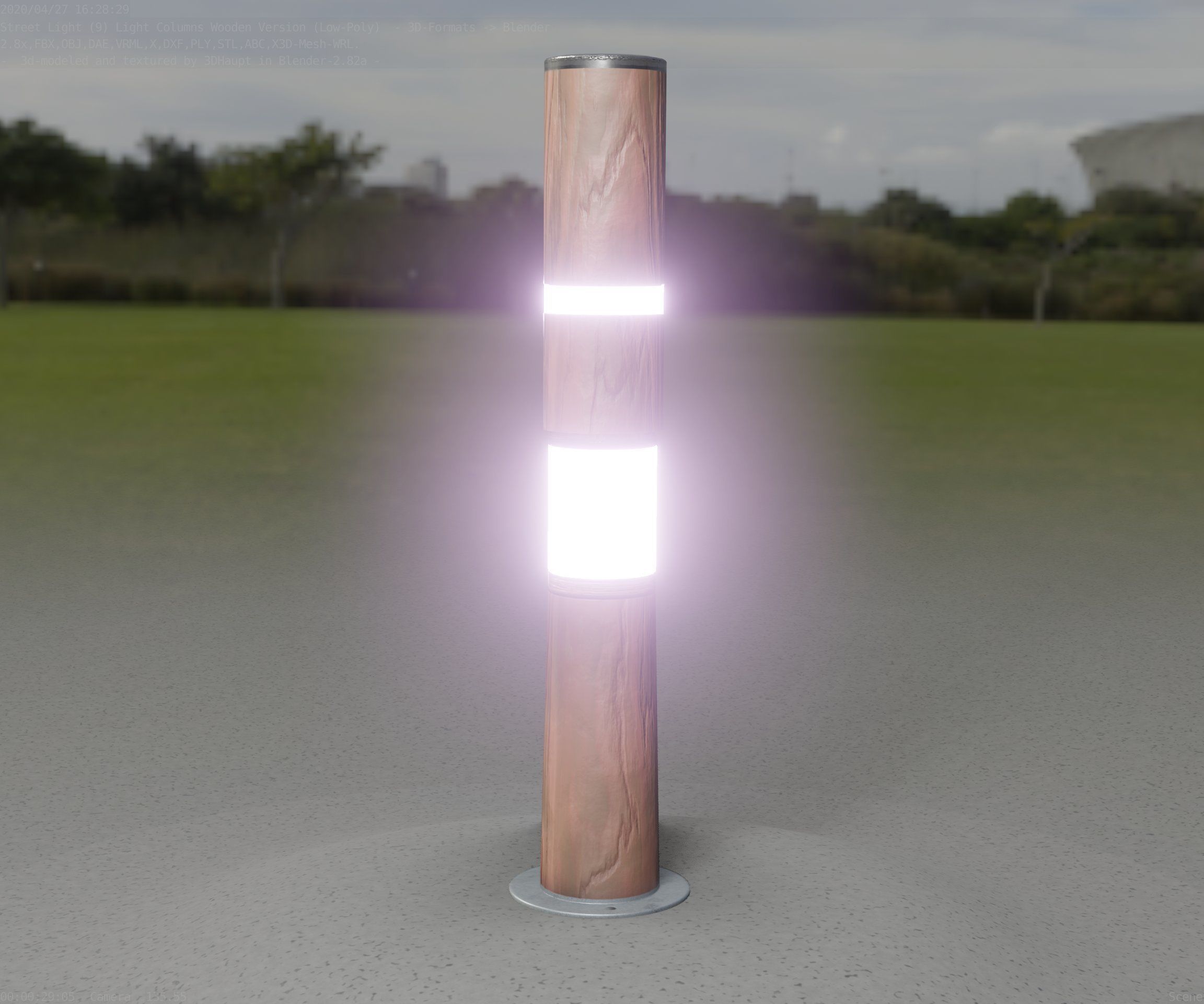 Wooden pillar of light 8 - Street-Light Set-9 Low-Poly Low-poly 3D model_17