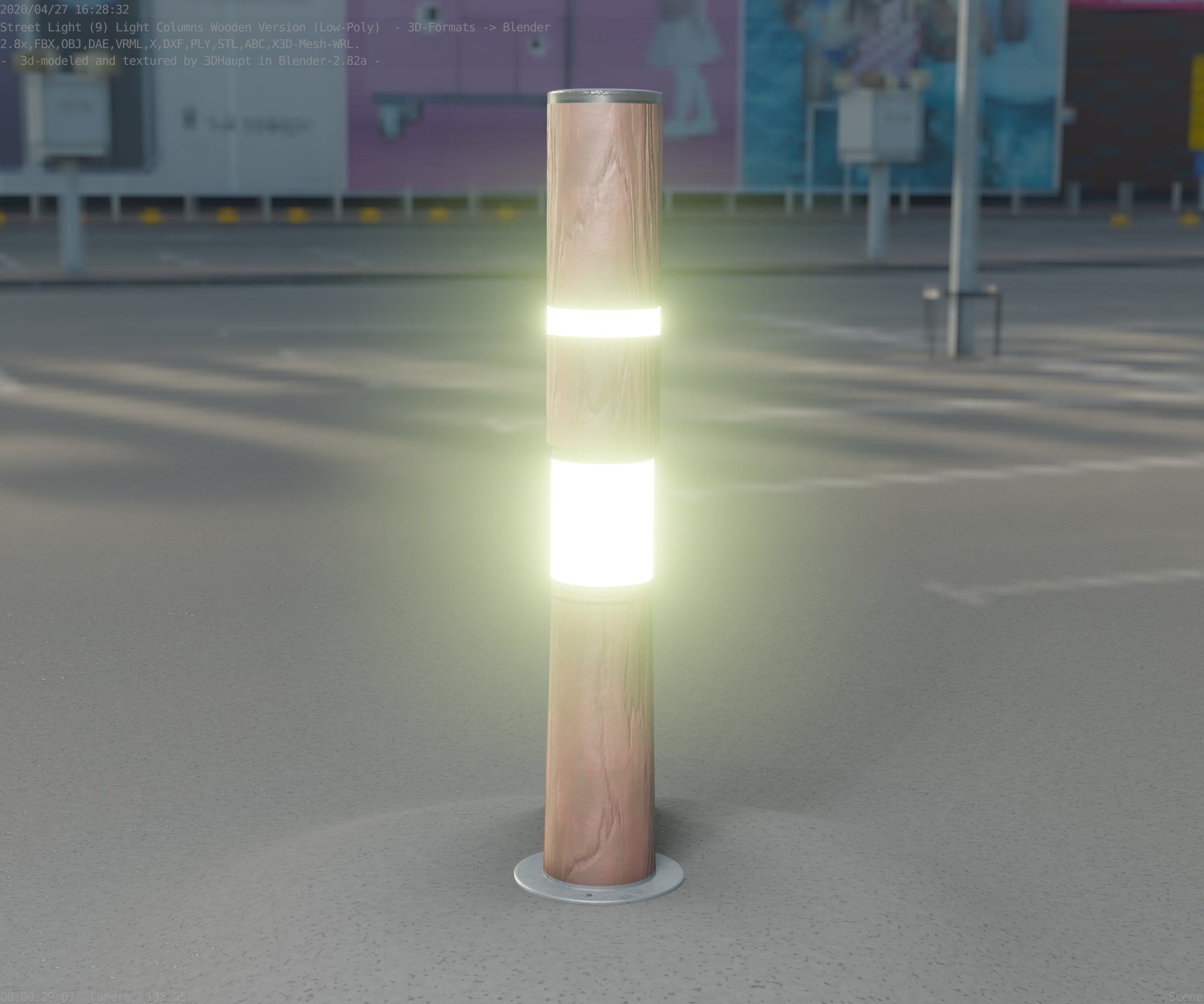 Wooden pillar of light 8 - Street-Light Set-9 Low-Poly Low-poly 3D model_19