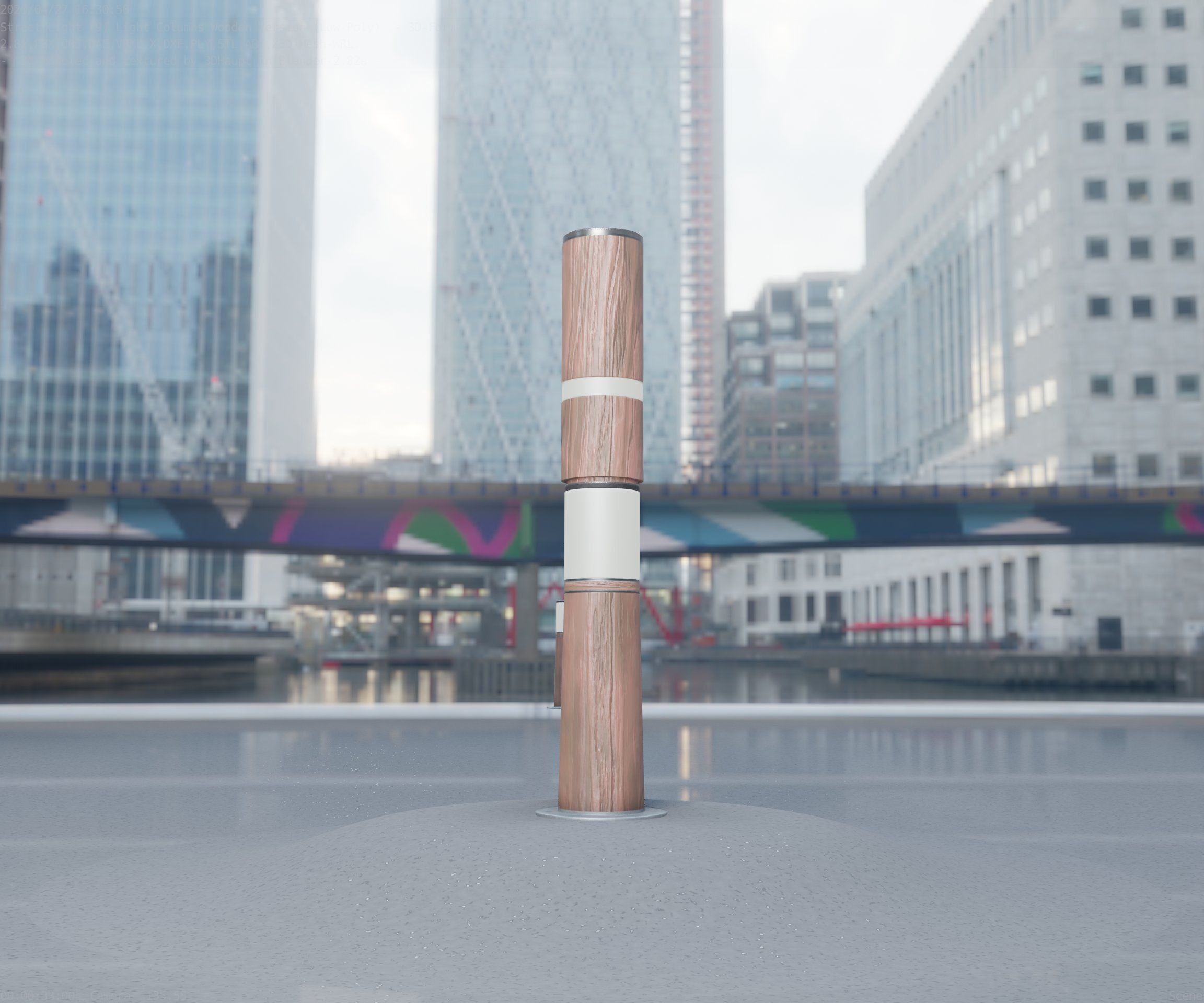 Wooden pillar of light 8 - Street-Light Set-9 Low-Poly Low-poly 3D model_92