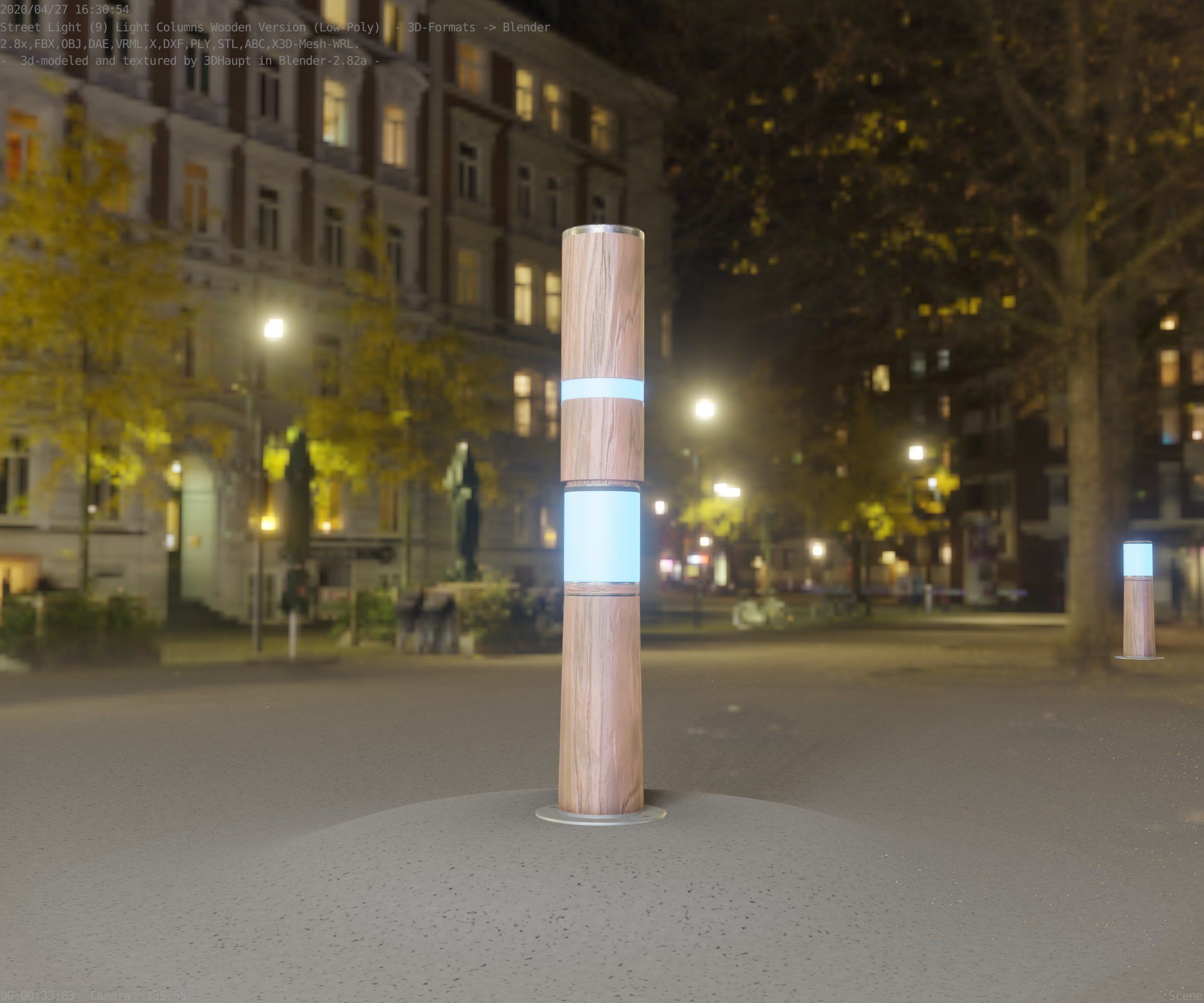 Wooden pillar of light 8 - Street-Light Set-9 Low-Poly Low-poly 3D model_95