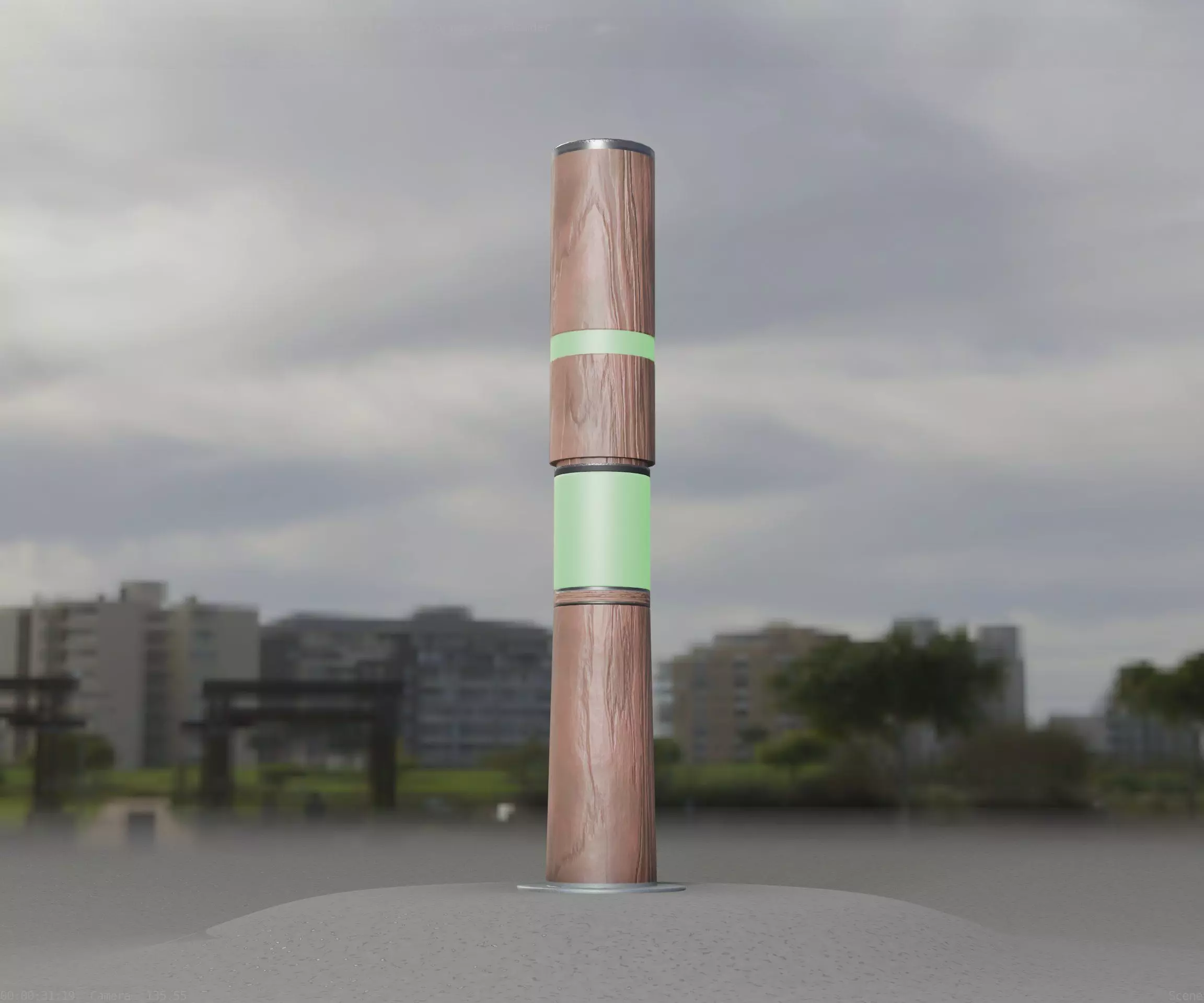 Wooden pillar of light 8 - Street-Light Set-9 Low-Poly Low-poly 3D model_0
