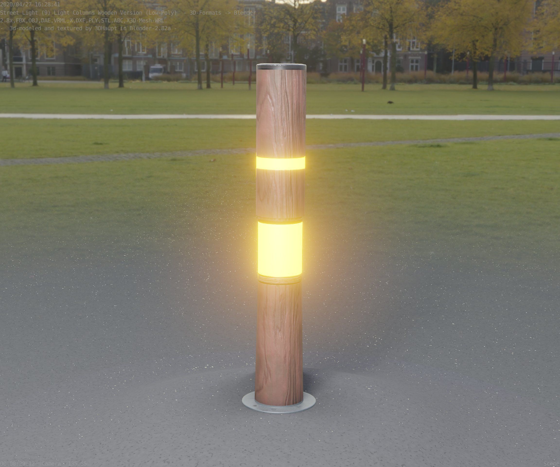 Wooden pillar of light 8 - Street-Light Set-9 Low-Poly Low-poly 3D model_24