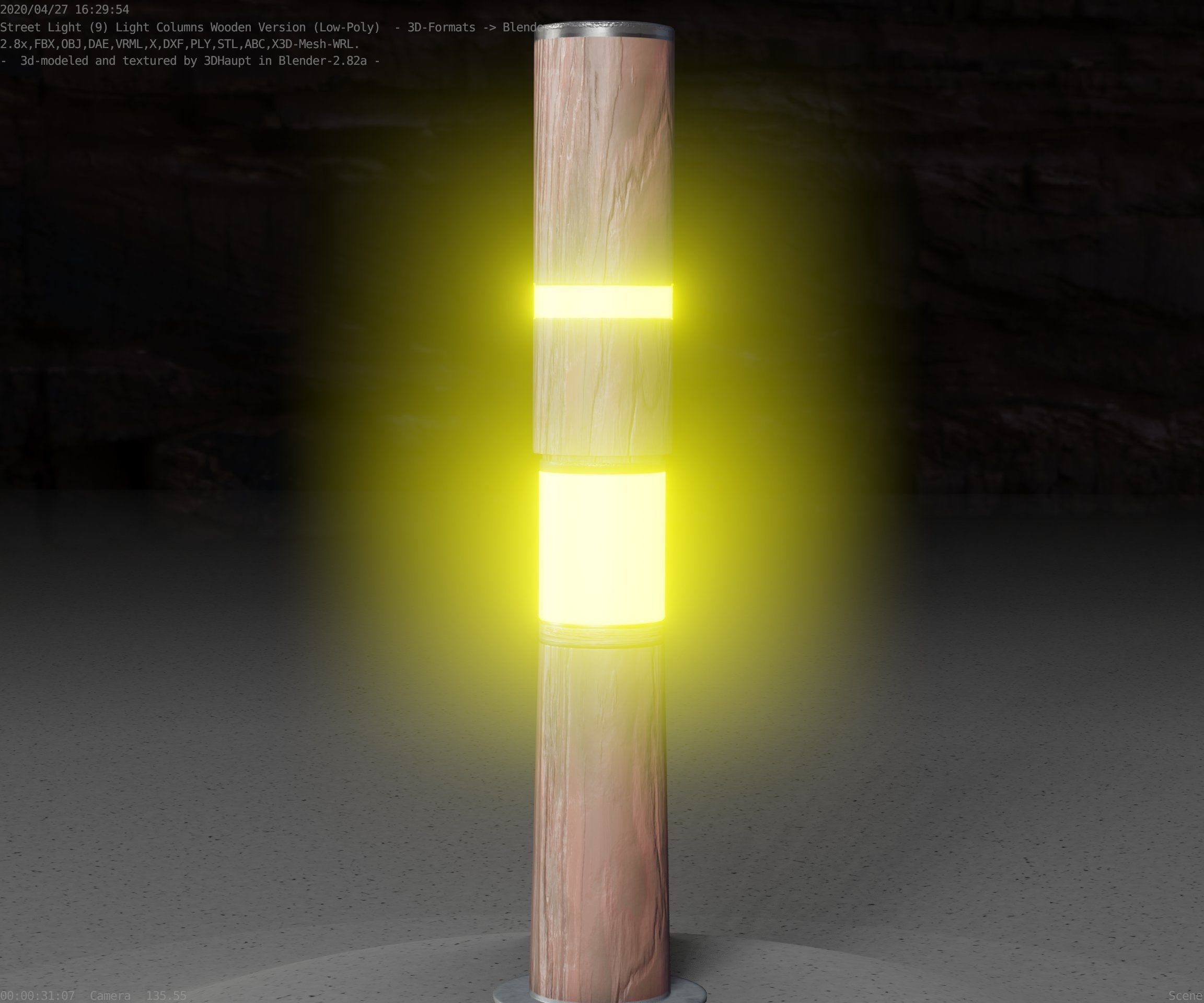 Wooden pillar of light 8 - Street-Light Set-9 Low-Poly Low-poly 3D model_67