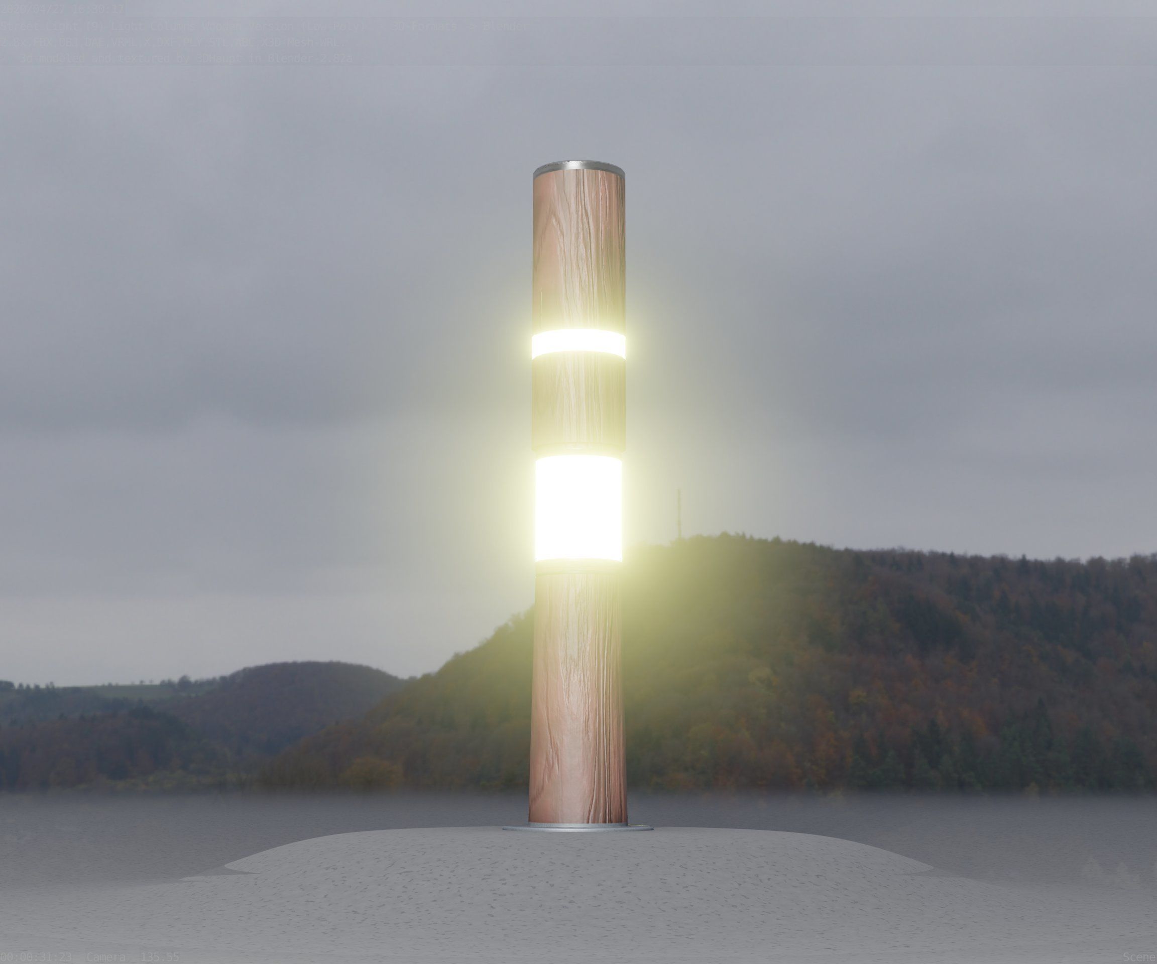 Wooden pillar of light 8 - Street-Light Set-9 Low-Poly Low-poly 3D model_5