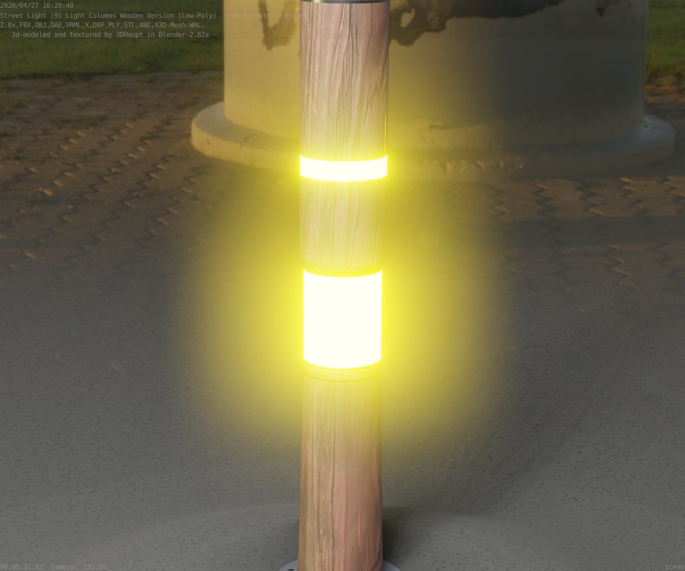 Wooden pillar of light 8 - Street-Light Set-9 Low-Poly Low-poly 3D model_63