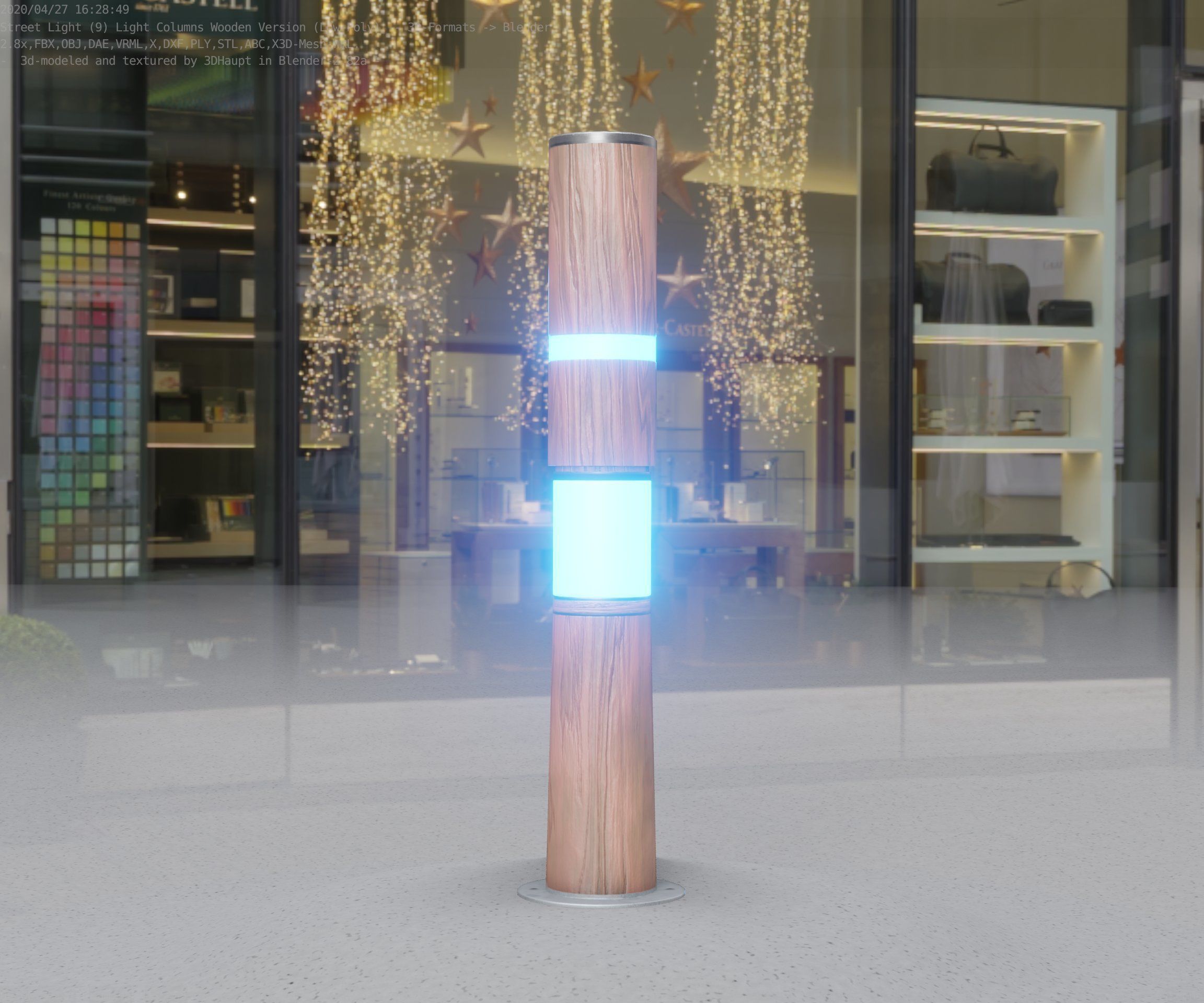 Wooden pillar of light 8 - Street-Light Set-9 Low-Poly Low-poly 3D model_29