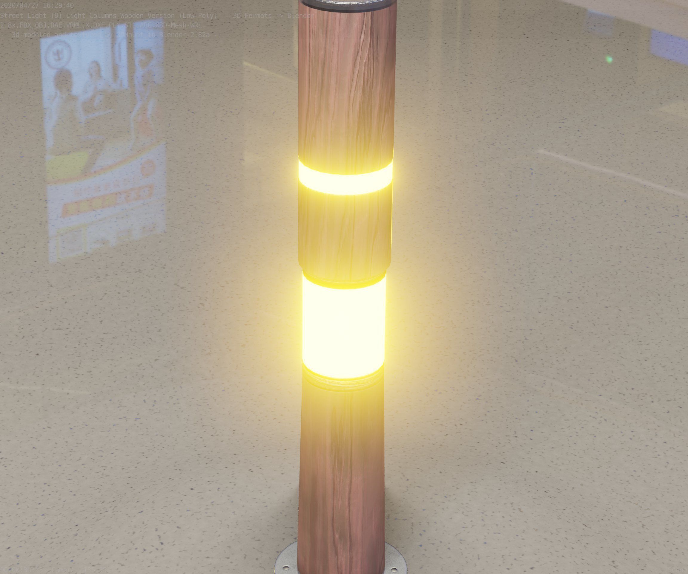 Wooden pillar of light 8 - Street-Light Set-9 Low-Poly Low-poly 3D model_59