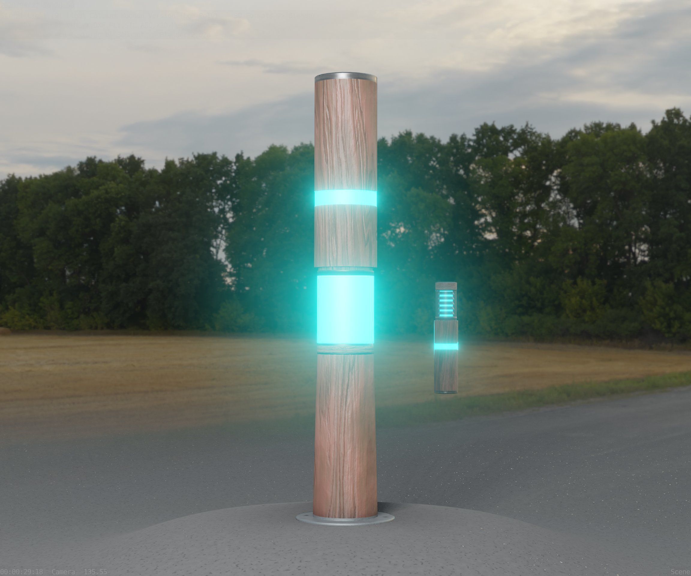 Wooden pillar of light 8 - Street-Light Set-9 Low-Poly Low-poly 3D model_30